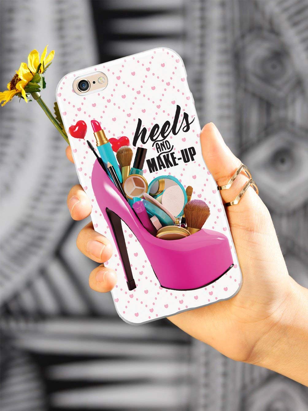 Inspired Cases - iPhone 11 Pro Max Case Compatible - 3D Textured Protective Cover for Apple iPhone 11 Pro Max - Heels & Makeup Design - Perfect for Everyday Use, Travel & Fashion Accessories