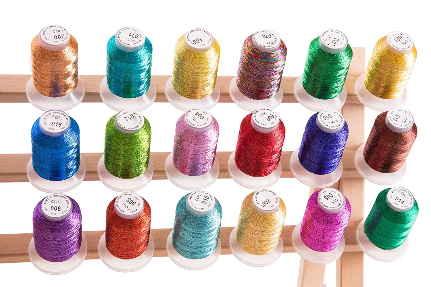 18 Spool Metallic Embroidery Machine Thread Set with Thread Nets - Premium Shiny Threads for Sewing, Quilting & Crafting - Perfect for DIY Projects, Costume Design & Home Decor