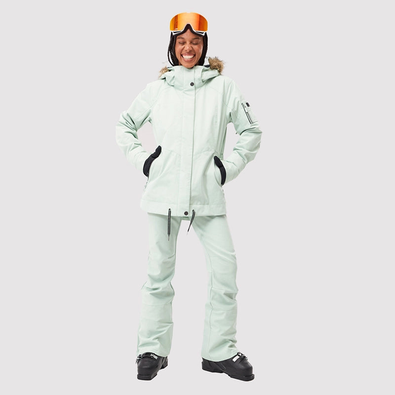Roxy Snow Meade Water Green Women's Snow Jacket - Waterproof & Warm for Skiing, Snowboarding & Winter Outdoor Activities