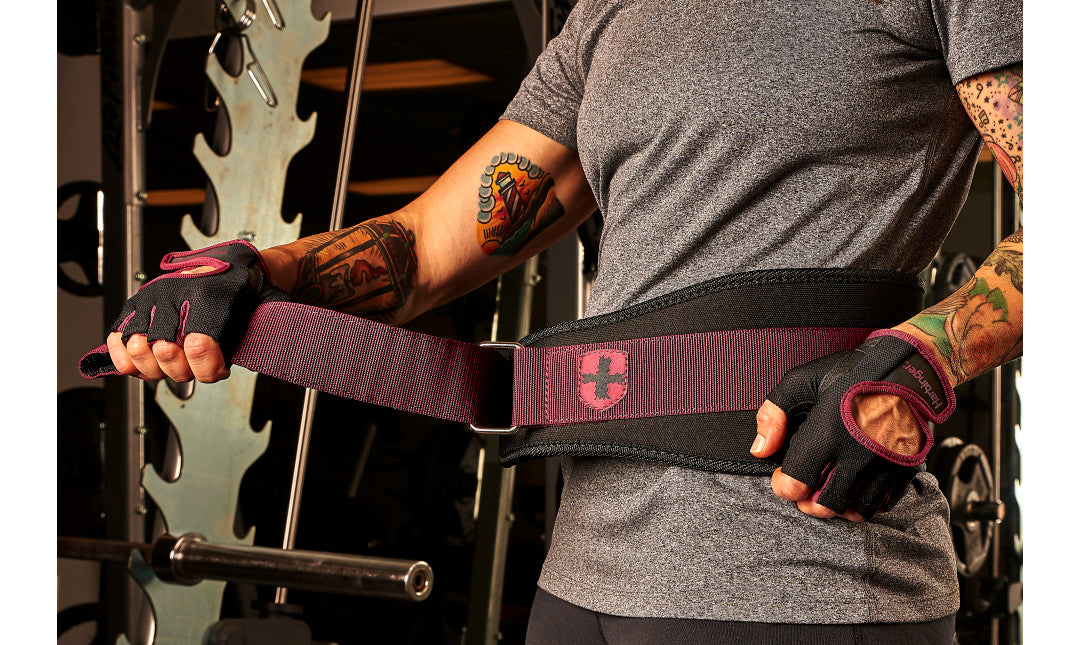 Harbinger Women's 5 Foam Core Weightlifting Belt - Black/Merlot for CrossFit, Powerlifting & Gym Workouts