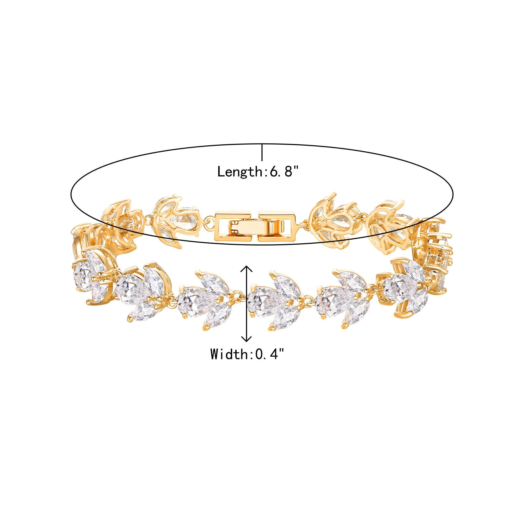Elegant Marquise Teardrop Cubic Zirconia Tennis Bracelet - Silver/Gold/Rose Gold Plated Wedding & Prom Jewelry for Brides, Bridesmaids & Women | Perfect for Formal Events, Anniversaries & Special Occasion Gifts