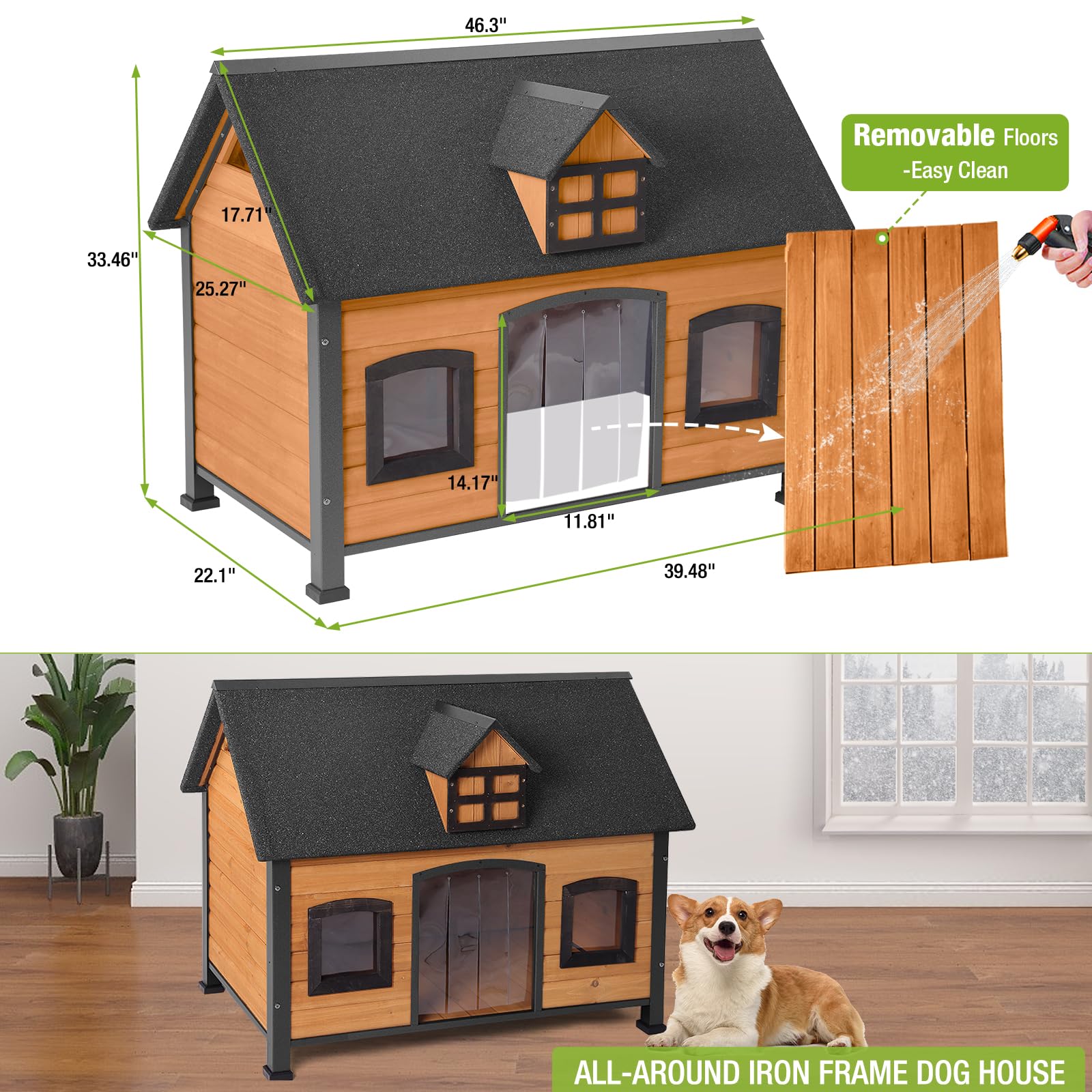 GUTINNEEN Waterproof Dog House - Indoor & Outdoor Metal Frame Kennel for Small, Medium & Large Dogs | Perfect for Backyard, Patio & Camping Use