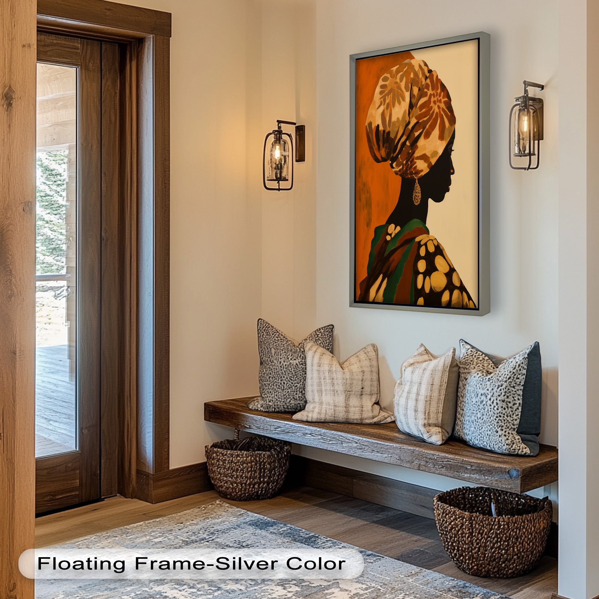 African Woman Portrait Art - Hand-Painted Framed Oil Painting for Home & Office Decor | Wall Art for Living Room, Bedroom, or Office