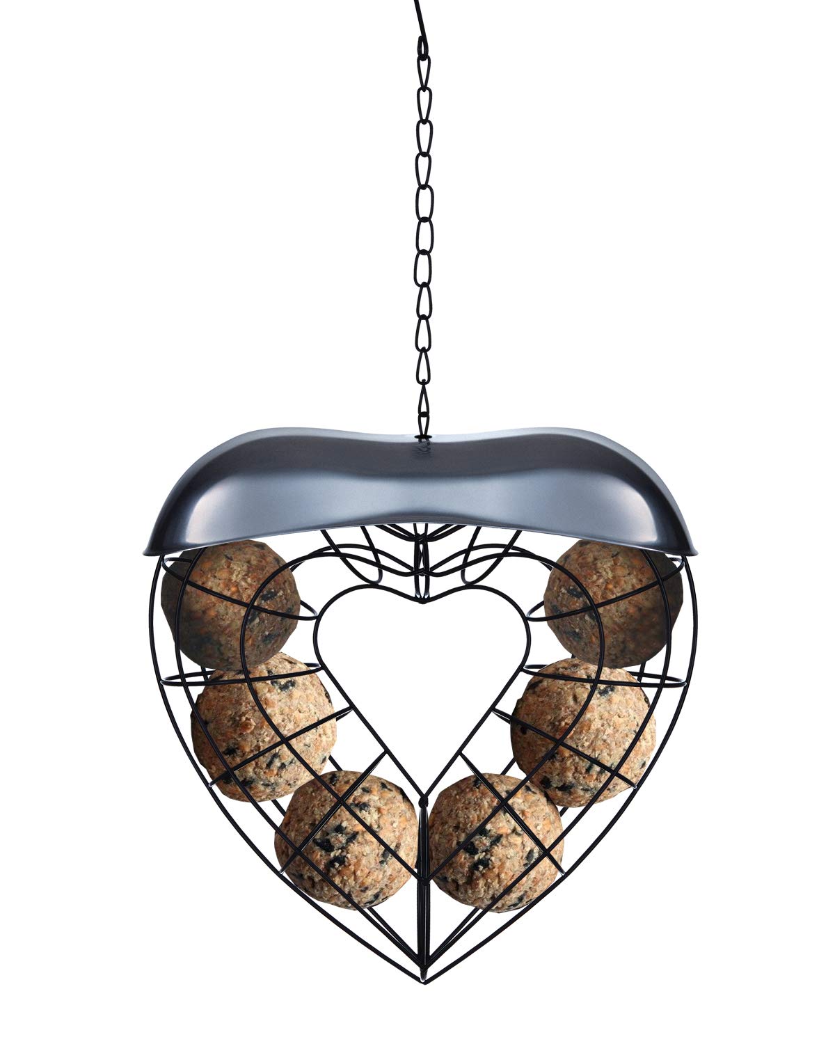 Heart-Shaped Hanging Wild Bird Feeder - Durable Suet Ball Holder & Fat Ball Dispenser for Outdoor Bird Feeding | Perfect for Garden, Backyard, and Patio Use