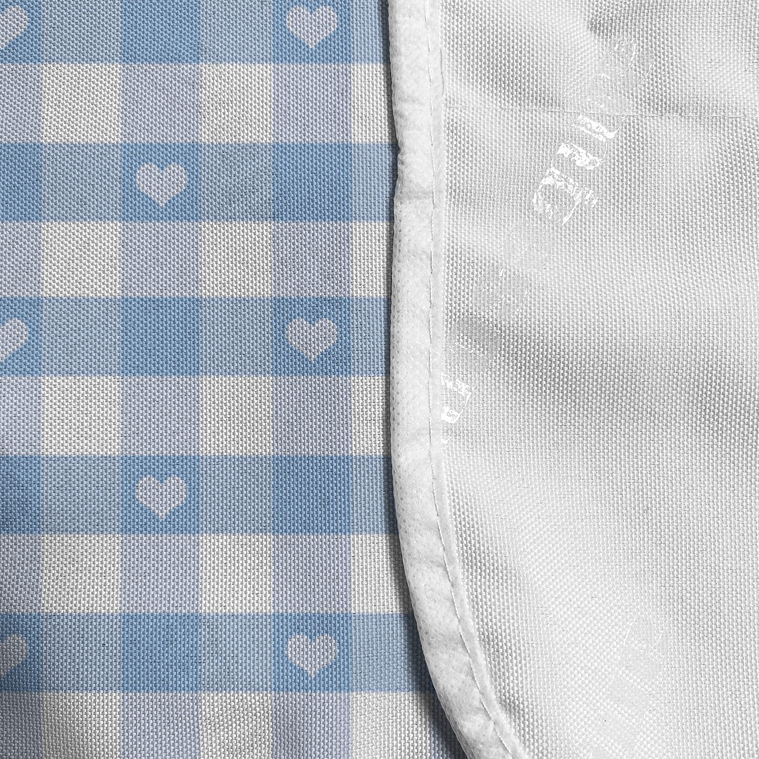 Ambesonne Checkered Microwave Oven Cover - Pastel Blue Gingham with Hearts Design, Waterproof Kitchen Organizer with Pockets, 36