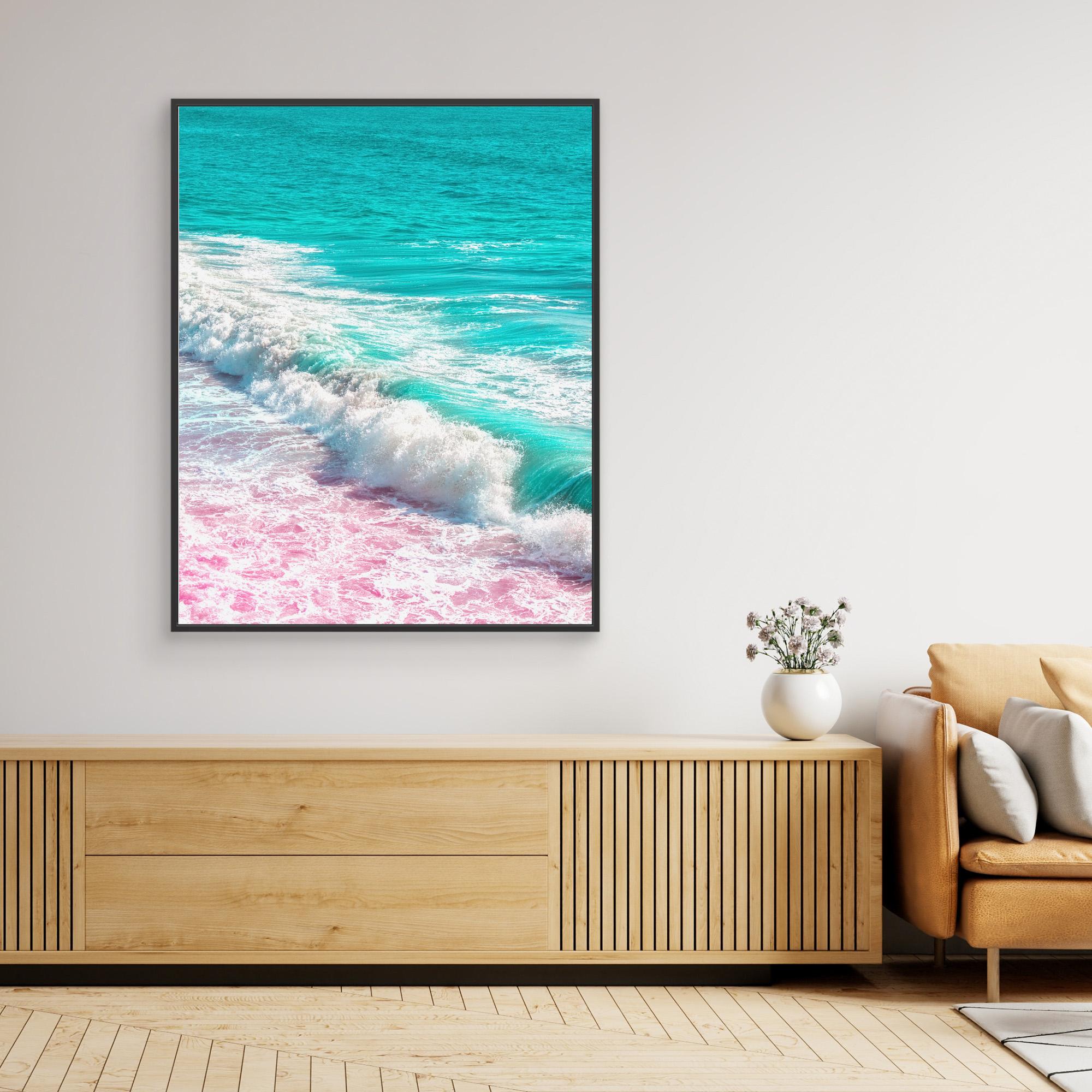 Tom Windeknecht Waves Crashing in Pink and Blue Canvas Print - Coastal Wall Art for Living Room, Bedroom & Office Decor