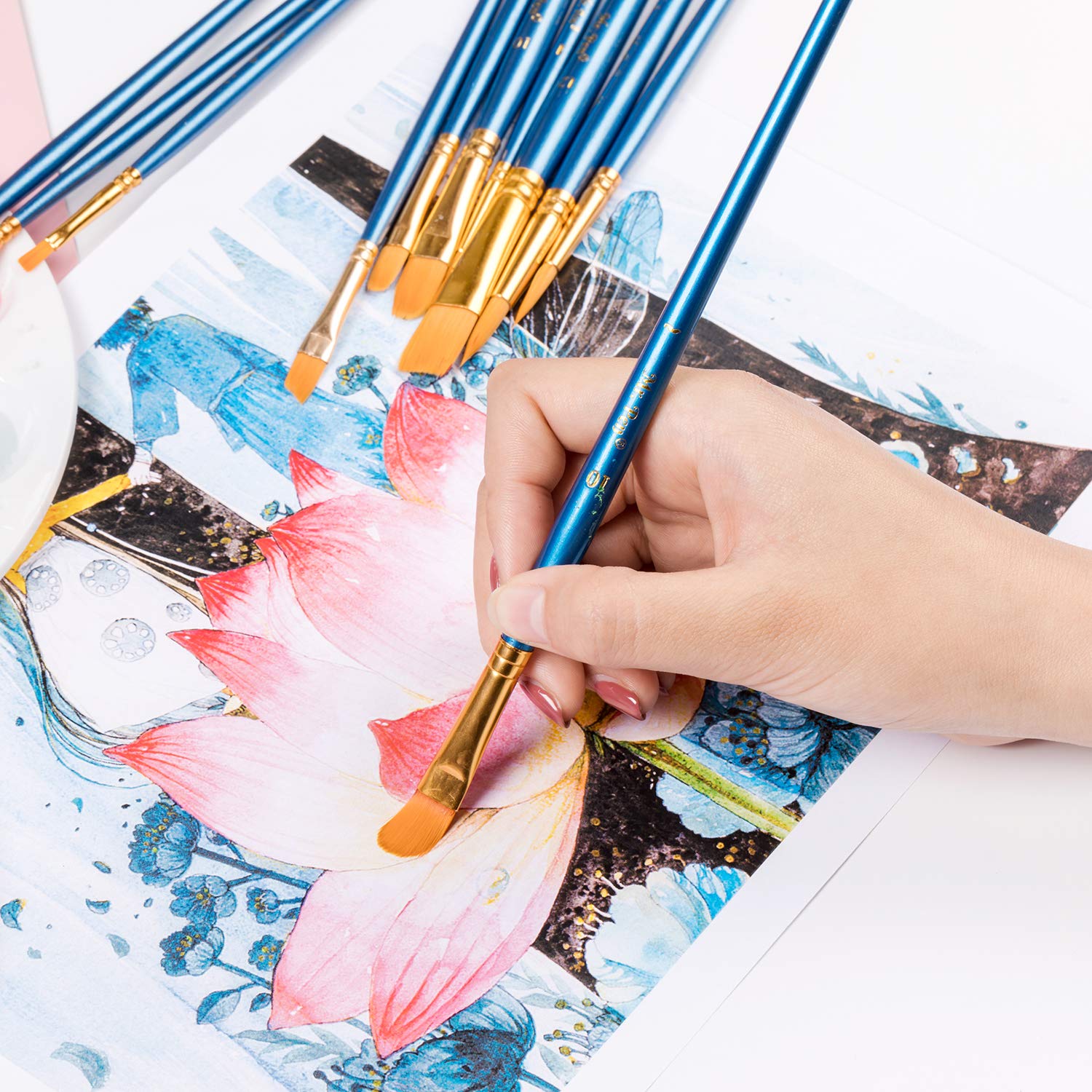 Mr. Pen 10-Piece Acrylic Paint Brush Set - Professional Art Brushes for Acrylic, Watercolor & Drawing | Perfect for Kids, Beginners & Artists | Ideal for Canvas Painting, DIY Crafts & School Art Projects