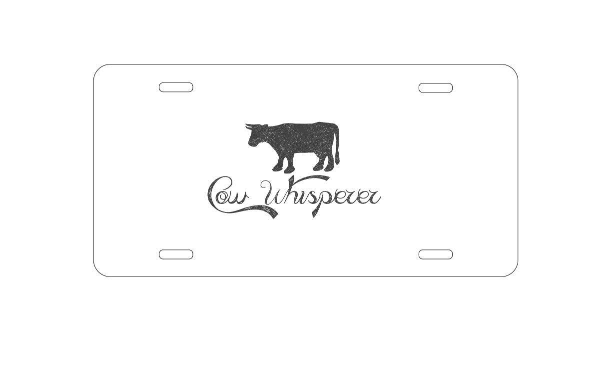 Custom Aluminum Vanity License Plate for Car Front - Personalized 'Cow Whisperer' Design | Durable Auto Accessory for Truck, SUV & Classic Cars | Perfect Gift for Ranchers & Animal Lovers