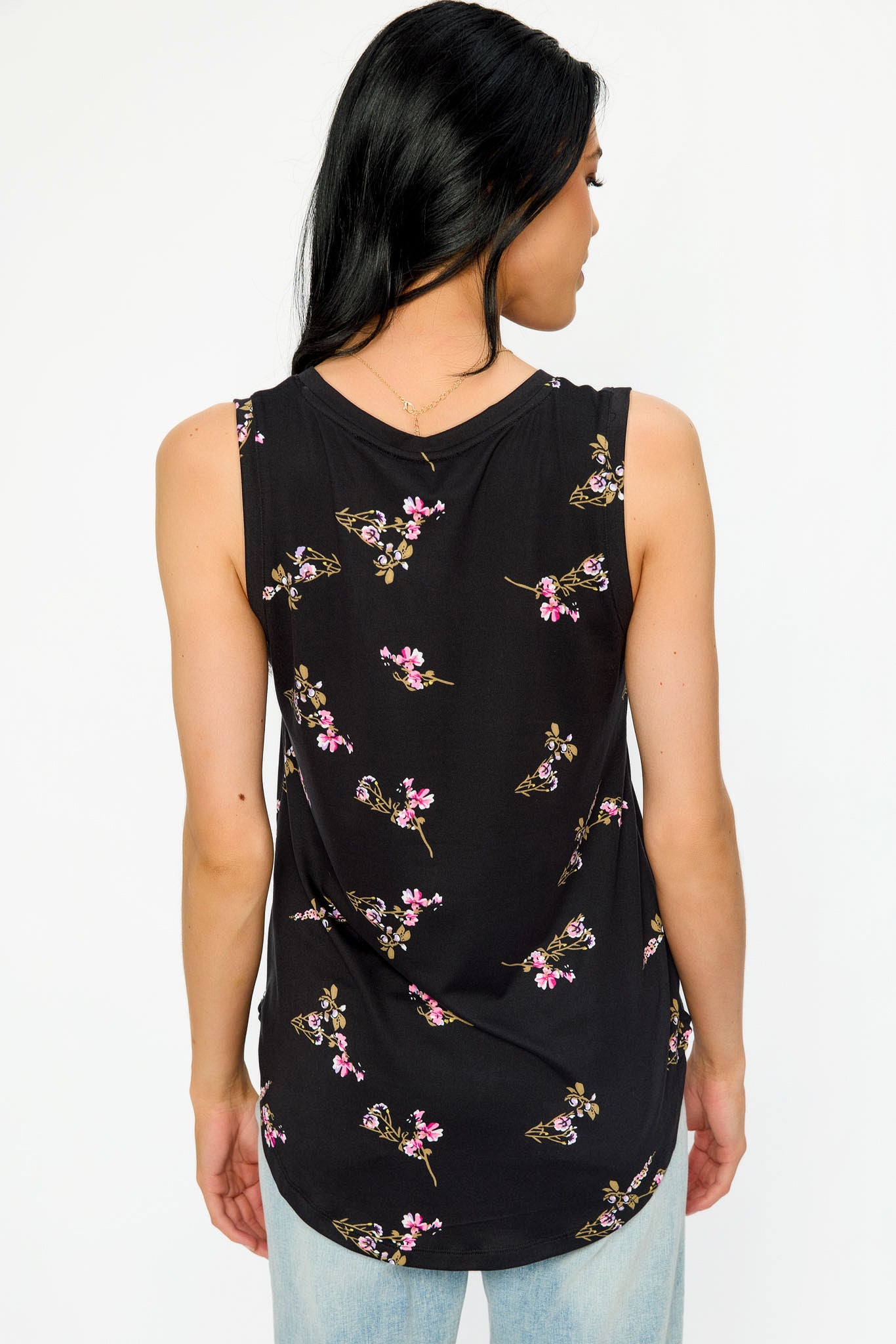 Floral Print Brushed Sleeveless V-Neck Blouse for Women - Summer Casual Tops, Beachwear & Date Night Outfits