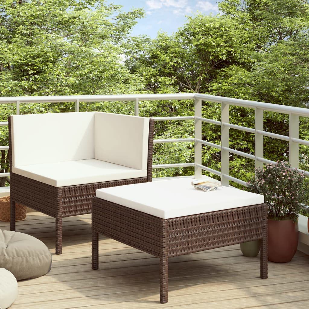 **Brown All-Weather Poly Rattan Outdoor Patio Furniture Set - 2-Piece Sectional Sofa with Cushions for Garden, Poolside & Backyard Relaxation**