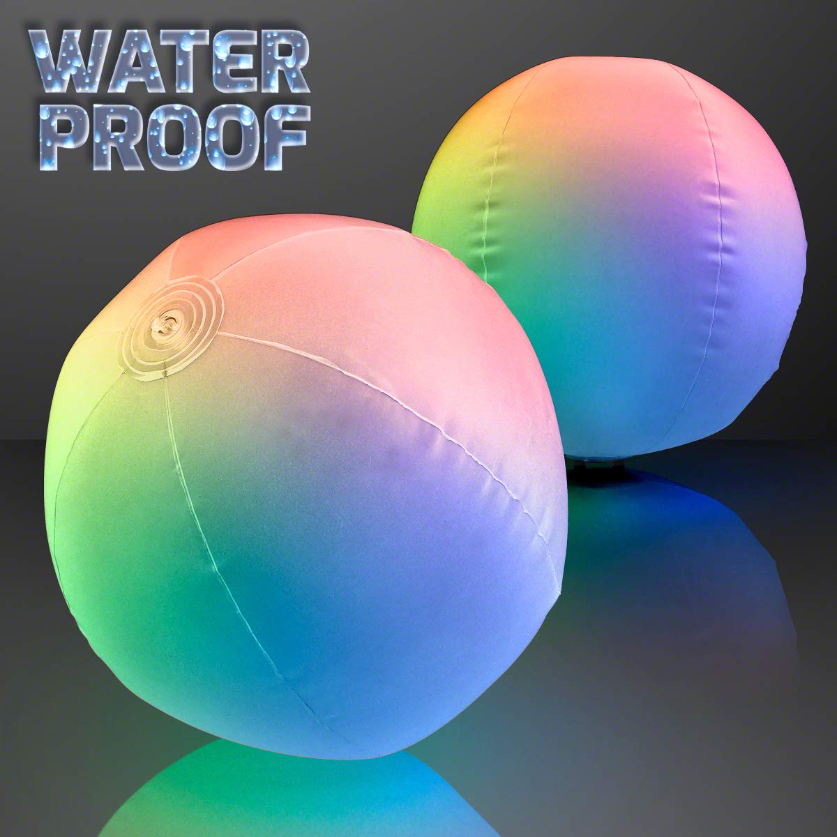 Glow in The Dark LED Beach Balls - 12 Pack Color Changing Light Up Pool Toys for Night Swimming, Parties, and Summer Outdoor Activities