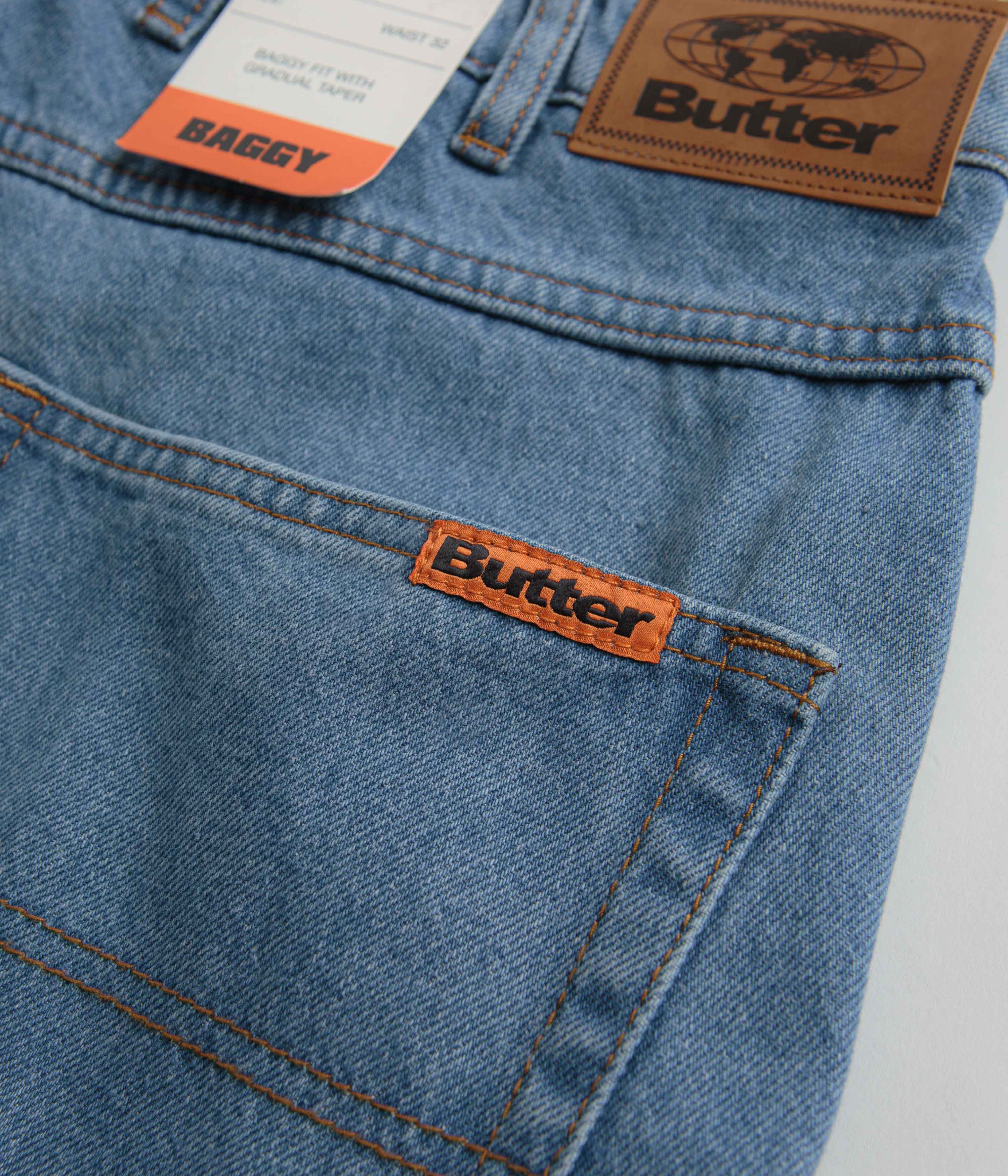 Butter Goods Baggy Jeans for Men - Washed Indigo Denim Pants | Comfortable Loose Fit Streetwear Jeans for Casual Wear and Urban Fashion