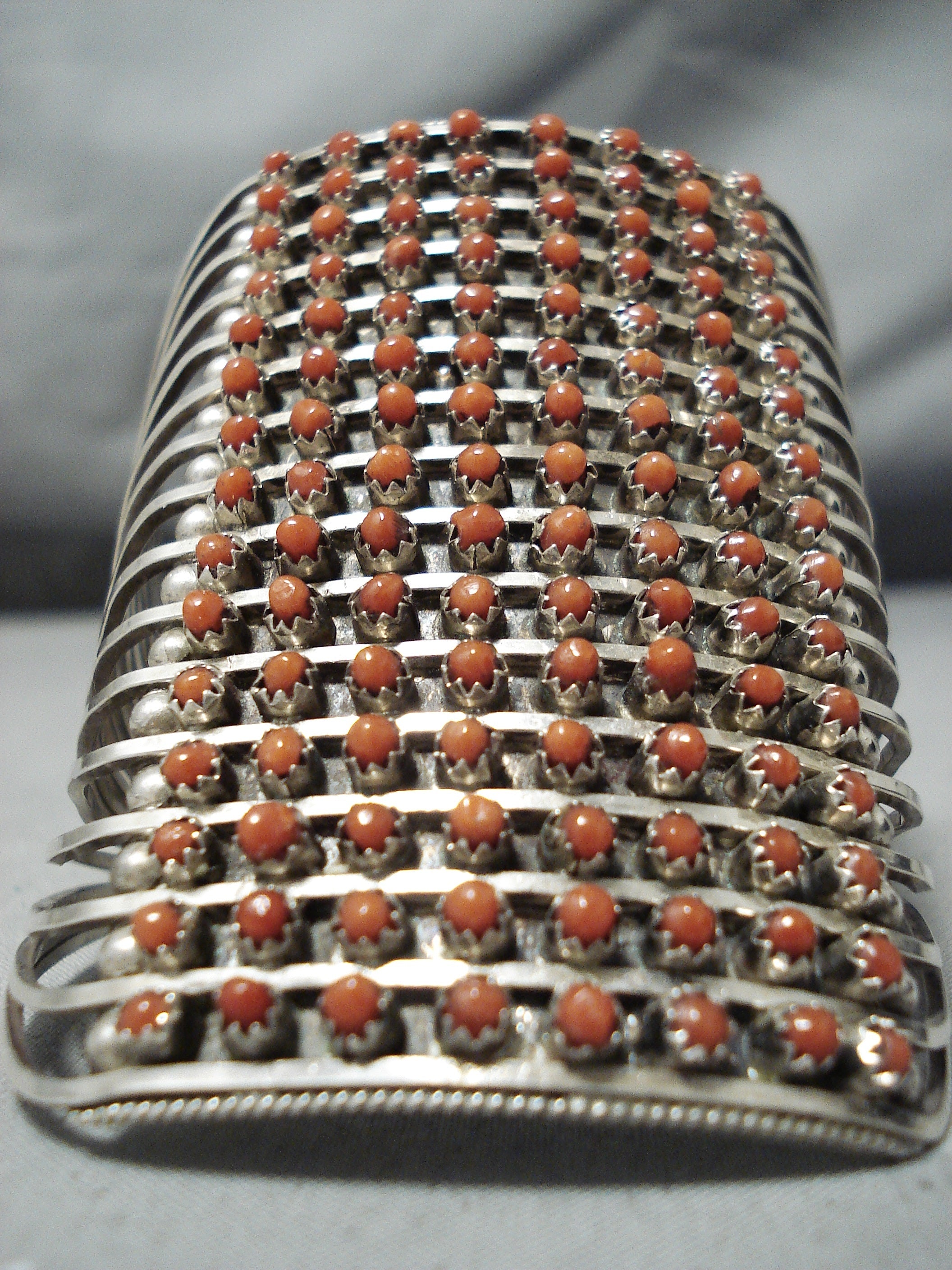 15 Story Tall Native American Snake Eyes Coral Sterling Silver Bracelet - Handmade Jewelry for Women, Gift for Her, Boho Chic Accessories for Casual & Formal Occasions