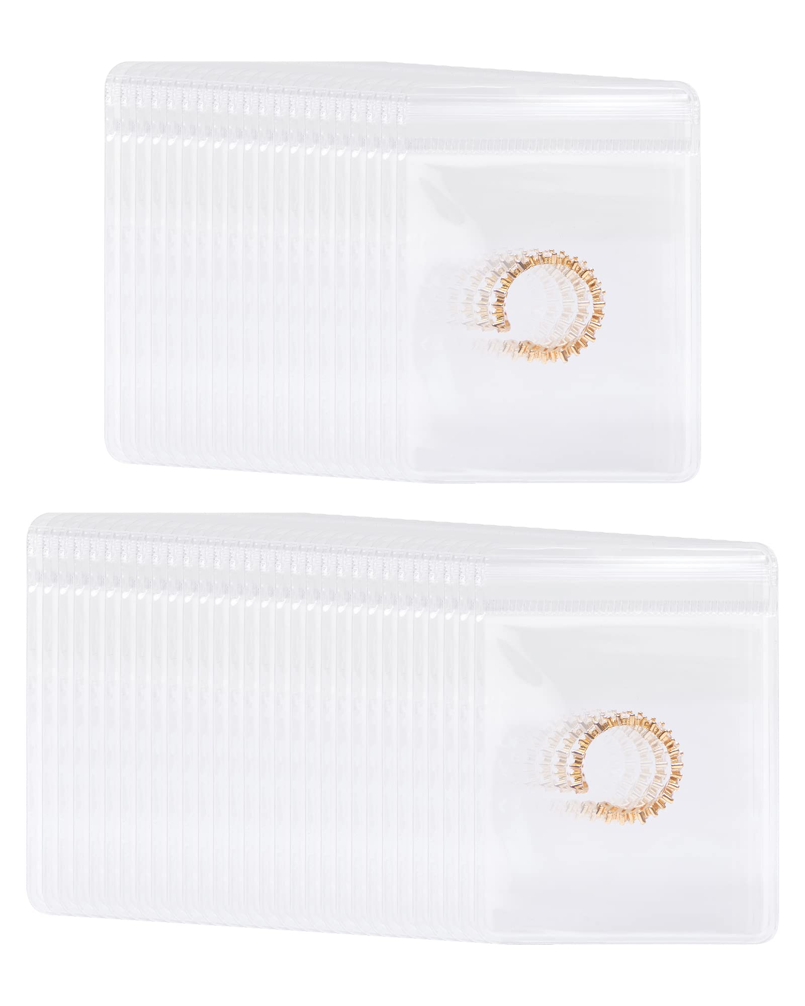 BAGSMART 50-Pack 2x3 Inch Small Clear Ziplock Jewelry Bags - PVC Earring Storage Pouches, Transparent Plastic Organizer for Rings, Necklaces & Bracelets - Perfect for Jewelry Display, Travel & Craft Organization (Hanging Bag Not Included)
