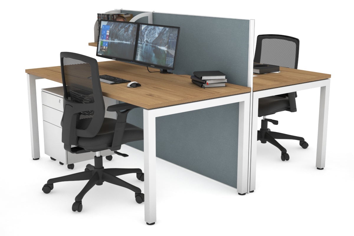 Horizon Quadro 2-Person Office Workstation Bench with Square Legs - 1400L x 800W Dimensions, Cable Management Scallop - Perfect for Shared Workspaces, Conference Rooms & Collaborative Office Environments