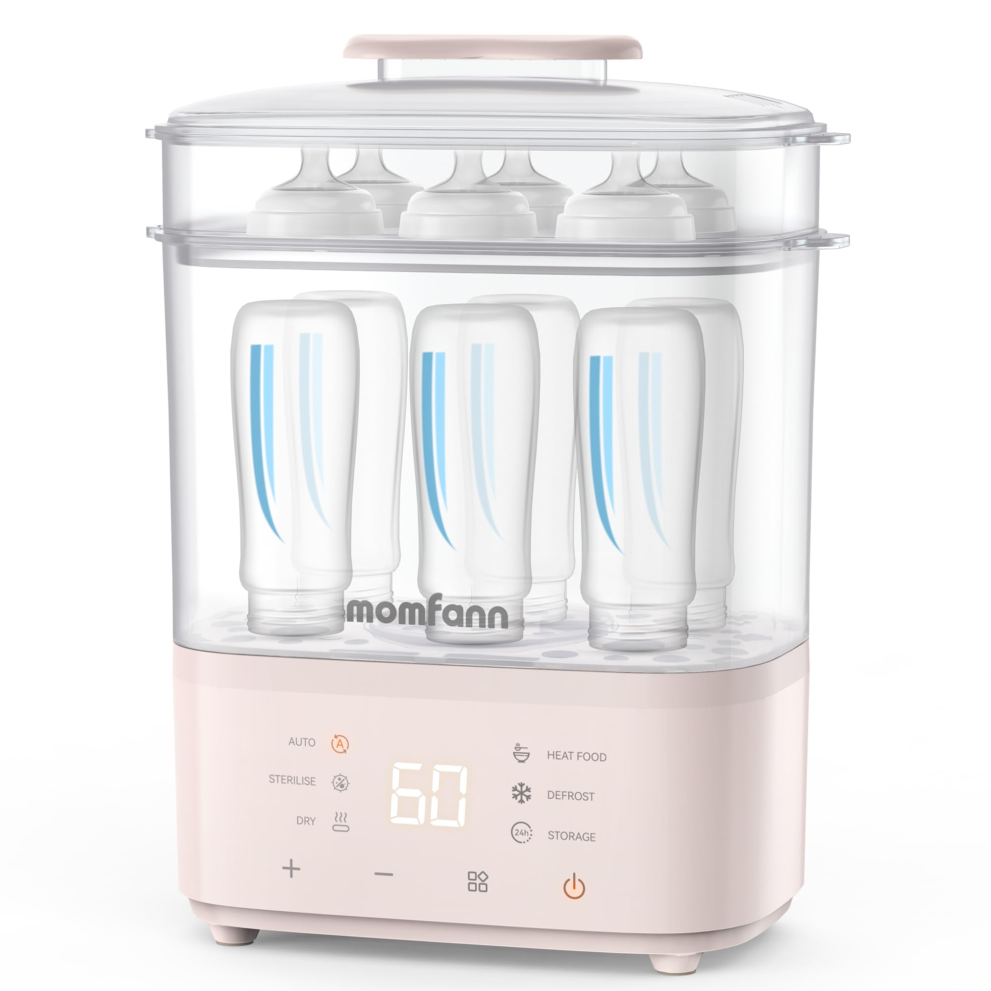 8-in-1 Electric Baby Bottle Sterilizer and Dryer | Steam Sterilizer for Bottles, Pacifiers & Breast Pump Parts | BPA-Free | Fast Drying | Perfect for Nursery, Daycare & Travel (Pink)
