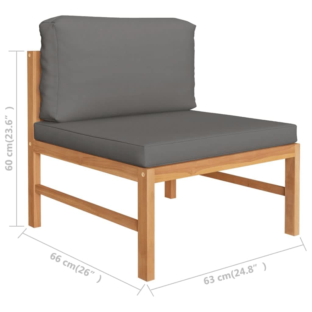 vidaXL 7-Piece Patio Lounge Set - Outdoor Sectional Sofa with Gray Cushions, Retro Style Teak Wood Furniture for Backyard, Garden & Poolside Relaxation