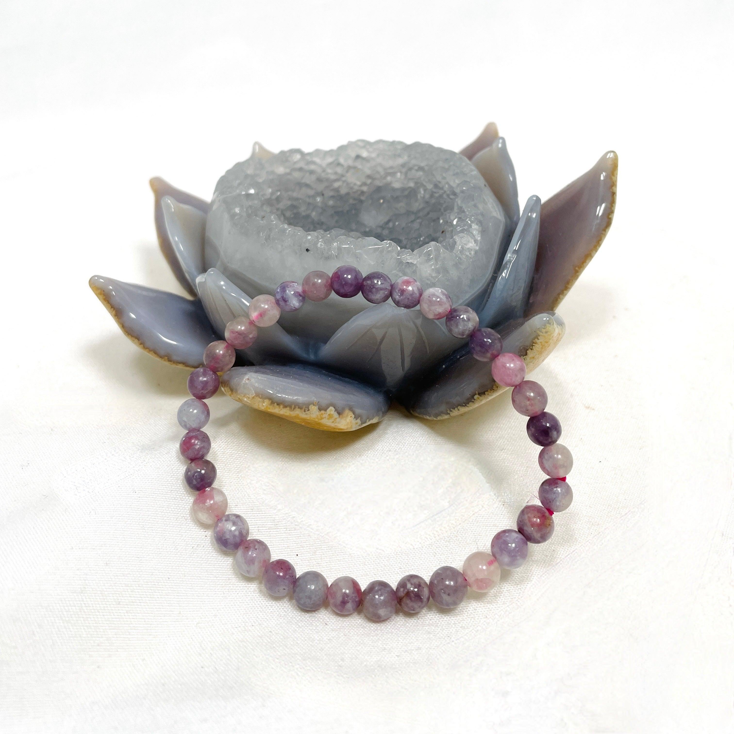 Pegmatite Unicorn Stone Bracelet with Pink Tourmaline, Lepidolite & Quartz - Healing Crystal Jewelry for Stress Relief & Positive Energy - Perfect for Meditation, Yoga & Spiritual Gifts