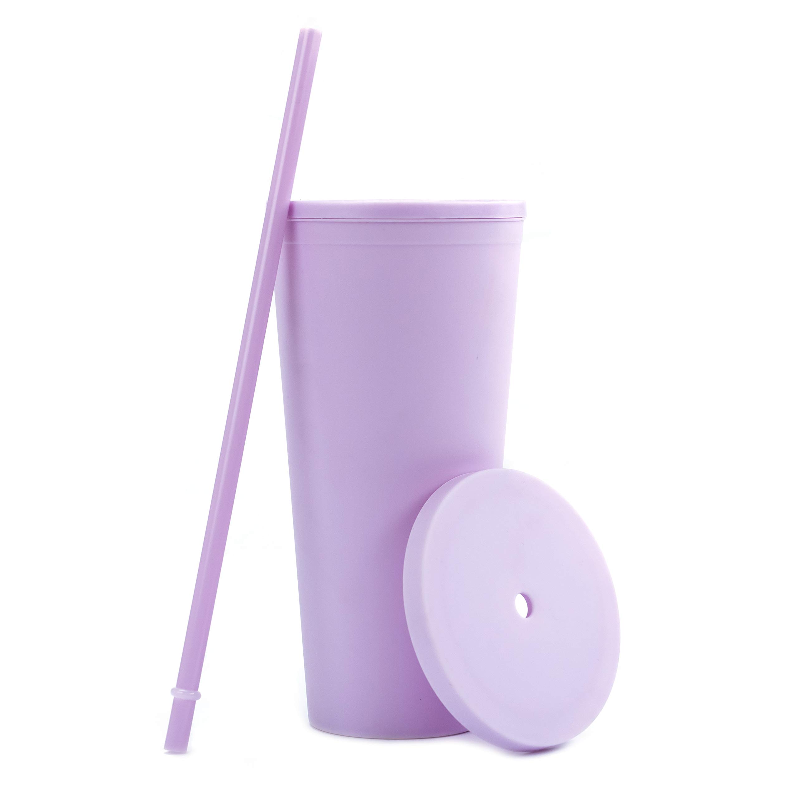 40 Pack 22oz Matte Pastel Acrylic Tumblers with Lids & Straws - Double Wall Insulated Reusable Cups, Bulk Drinkware for Parties, Restaurants, and Home Use - Includes Straw Cleaner (Multicolor)
