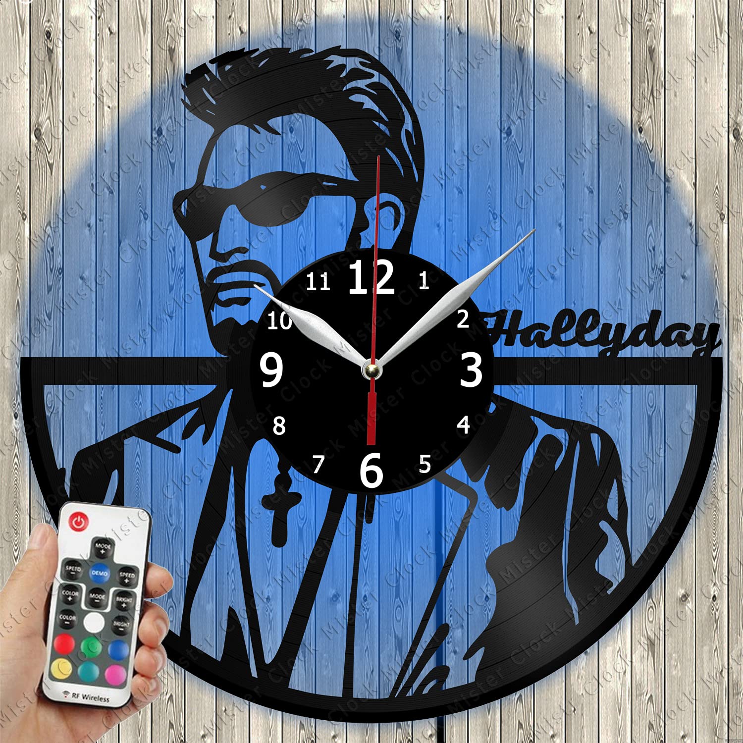 Johnny Hallyday LED Vinyl Record Wall Clock - Unique Handmade Light-Up Music Decor for Home, Office & Gifts - Perfect for Bedroom, Living Room & Music Lover's Space