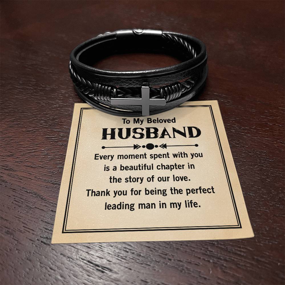 Genuine Leather Cross Bracelet for Men - Thoughtful Gift for Husband from Wife - Perfect for Anniversaries, Birthdays & Special Occasions