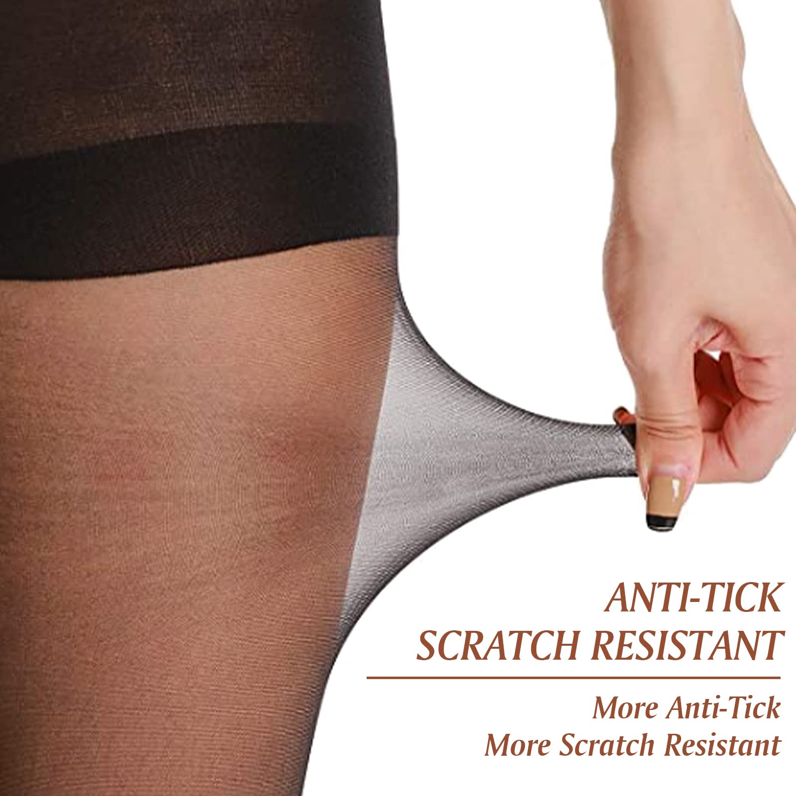 Sibba Slim Black Sheer Pantyhose for Women - Plus Size Stretch Tights for Winter & Office Wear