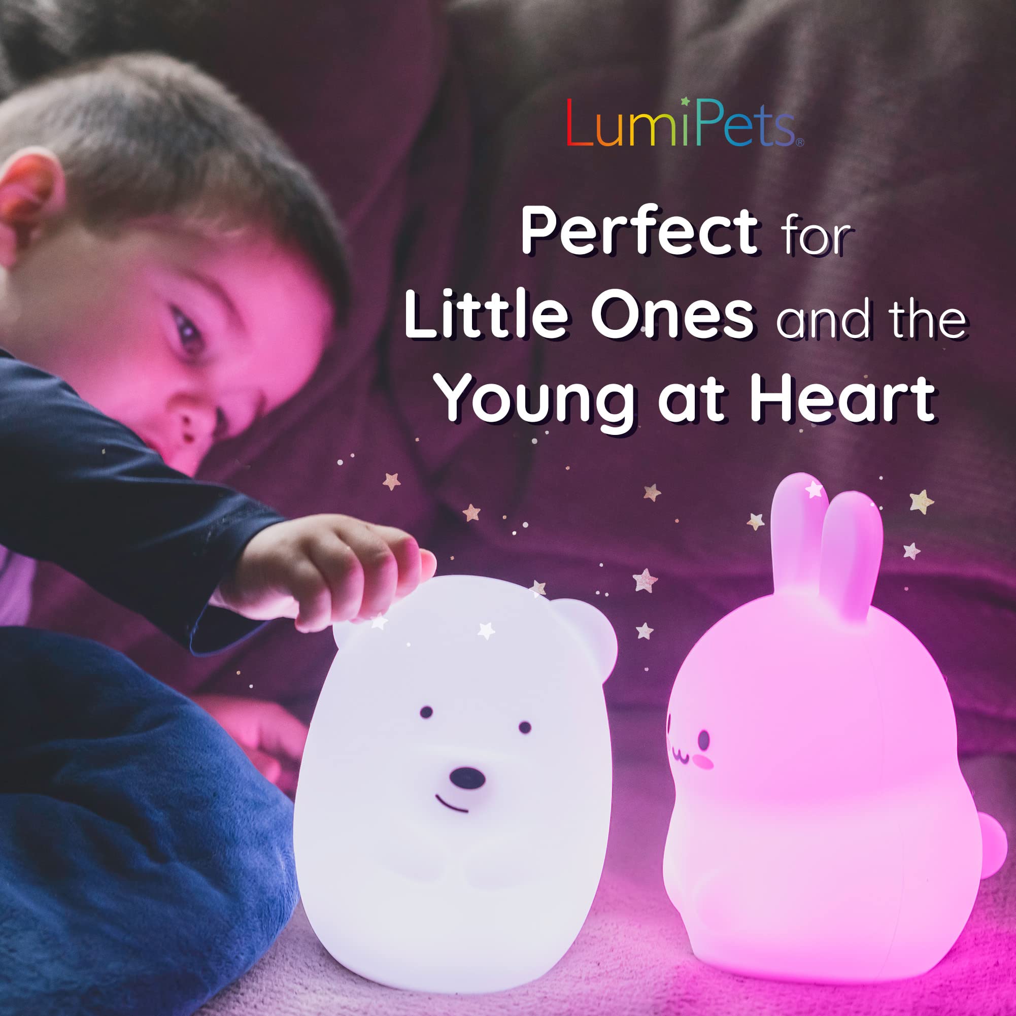 Lumipets Elephant Silicone Night Light - Cute Nursery Lamp for Baby & Toddler, Soft Squishy Animal Light for Kids Room, Kawaii Bedroom Decor for Girls and Boys - Perfect for Bedtime, Nursery, Playroom & Gift Giving