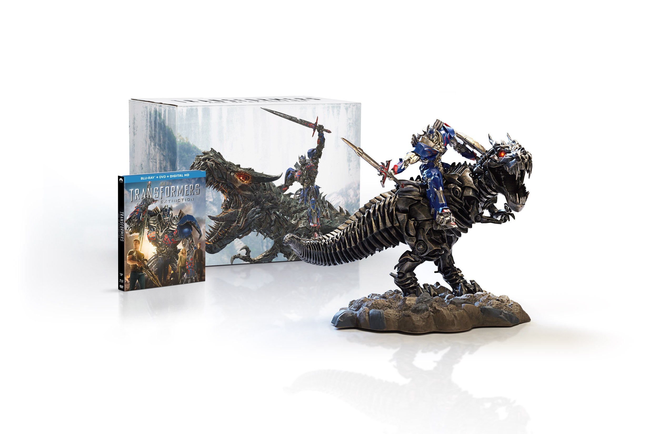 Transformers Age of Extinction Grimlock & Optimus Prime Collectible Statue Gift Set - Perfect for Movie Fans, Collectors and Home Display