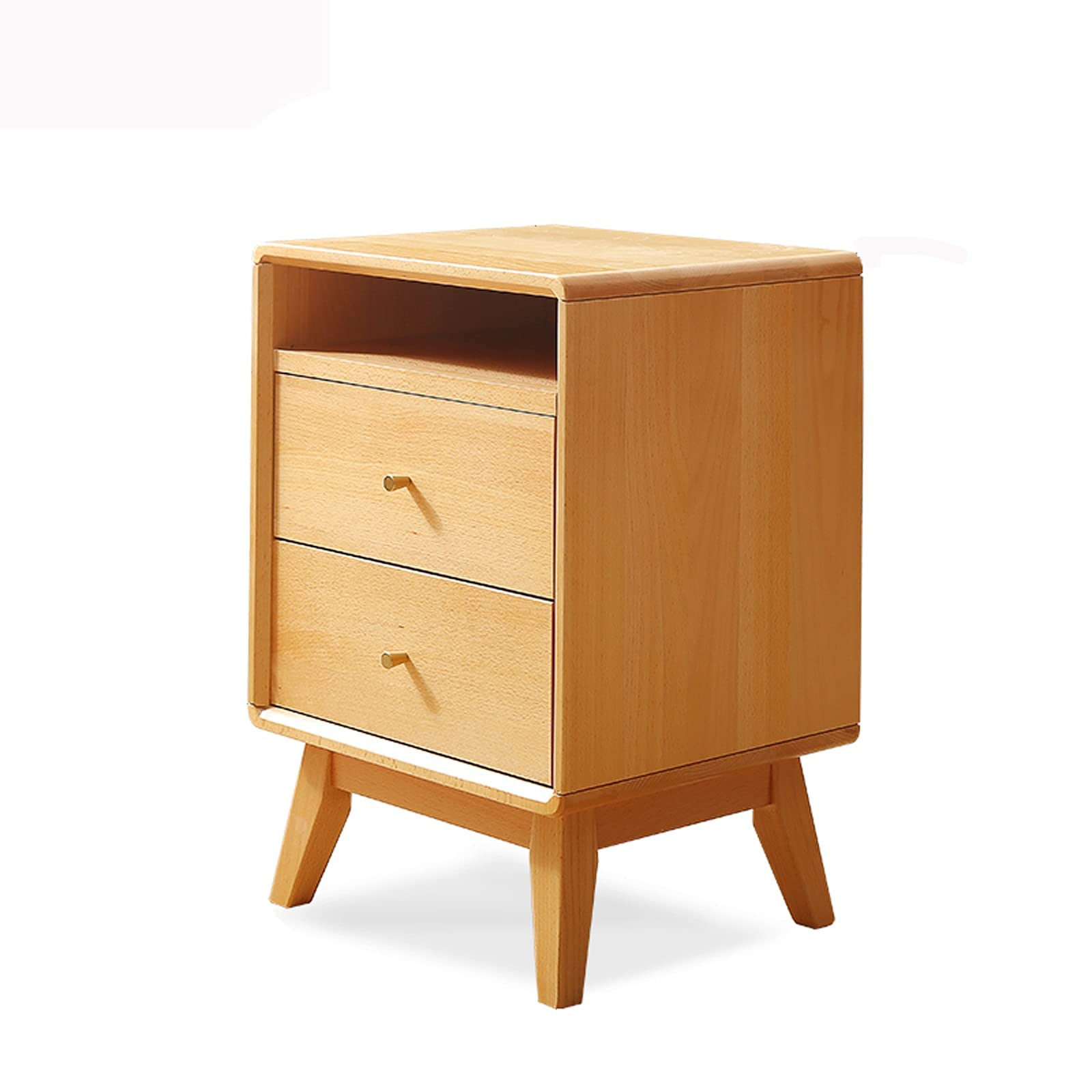 TOMYEUS Wood Nightstand with 2 Drawers - Rustic Bedside Table with Storage Shelf, Traditional Bedroom End Table for Small Spaces - Perfect for Bedroom, Living Room or Dorm Organization (Color: Brown)
