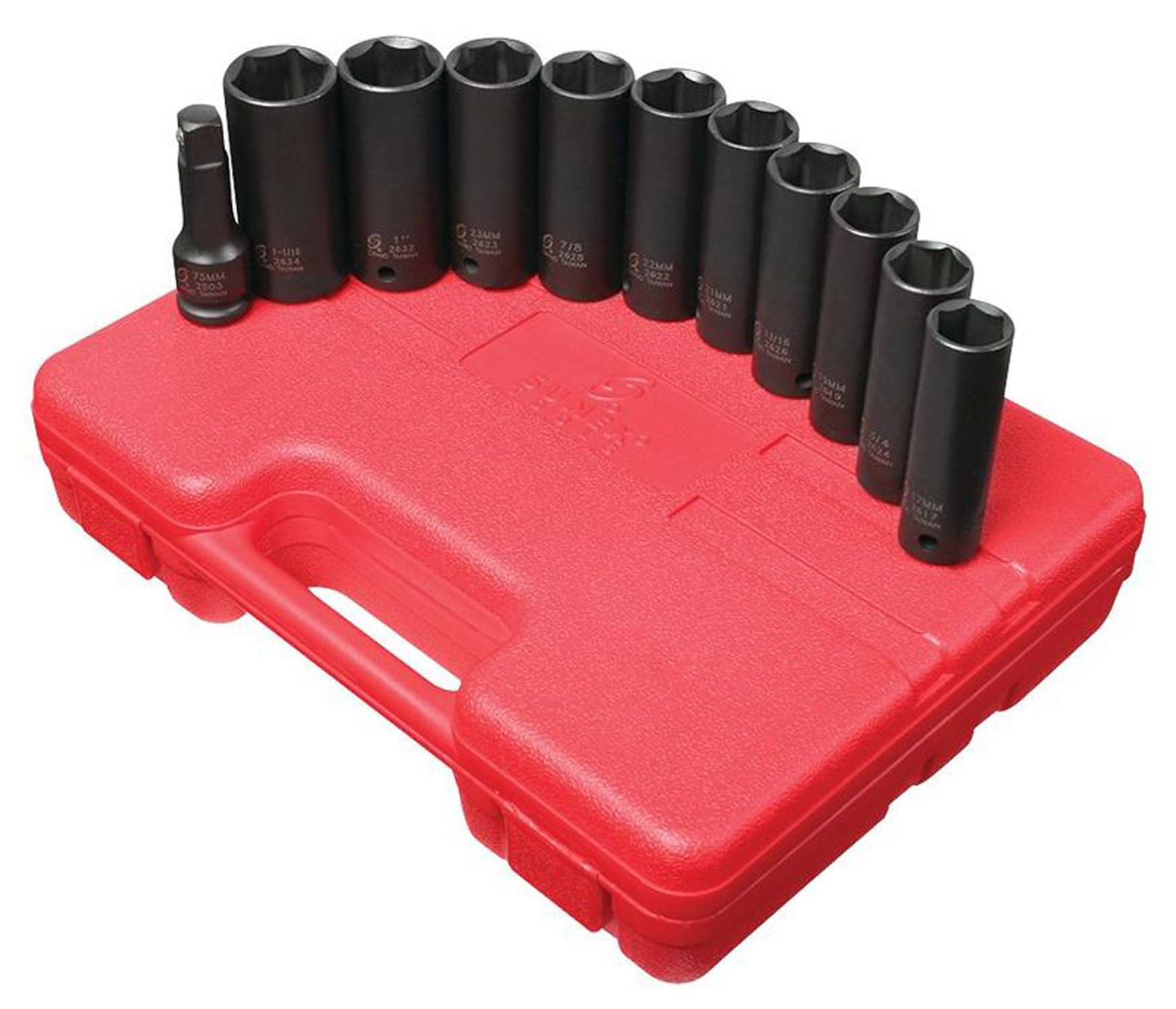SUNEX TOOLS 2611 1/2-Inch Drive Extra Thin Wall Deep Impact Socket Set - Professional Grade for Automotive Repair & Heavy Duty Mechanical Work