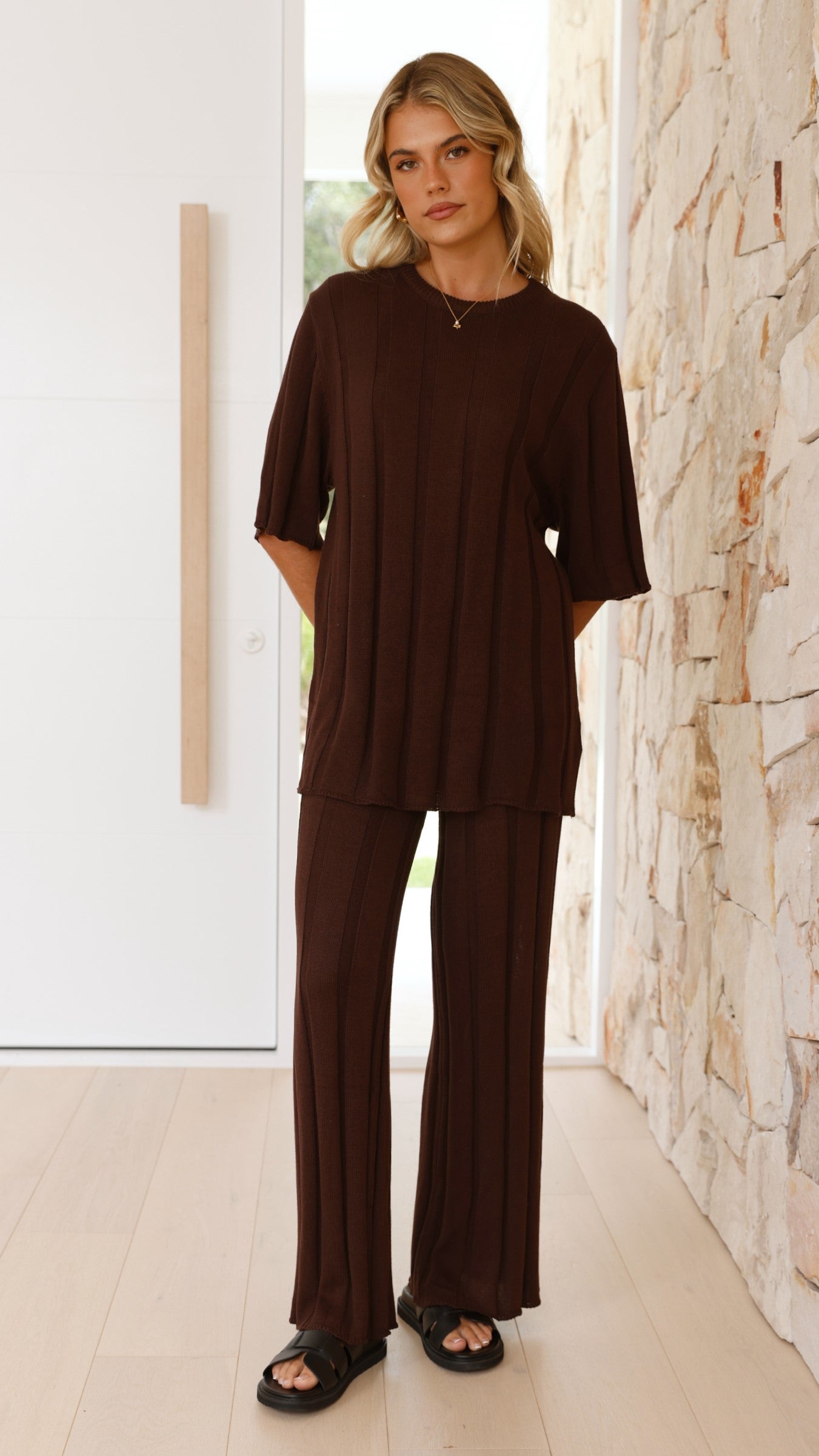 Bayu Knit Pants for Women - Soft Stretchy Comfortable Lounge Pants in Brown | Perfect for Yoga, Home Wear & Casual Outfits