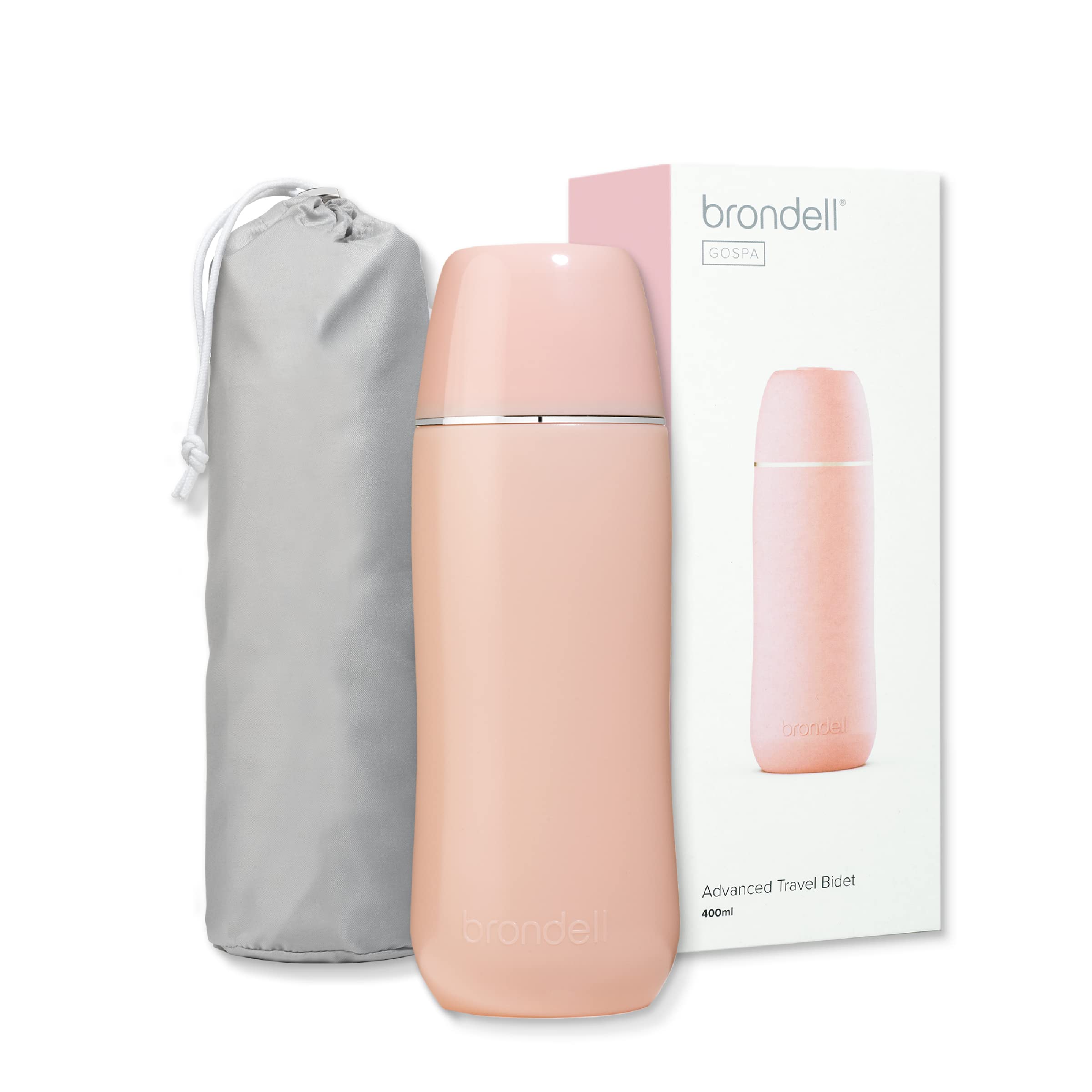 Brondell GoSpa Advanced Travel Bidet with Pop-Up Nozzle System - Compact Portable Bidet with 400mL Water Tank & Discreet Travel Bag - Perfect for Camping, Road Trips & Hygiene On The Go - Pink