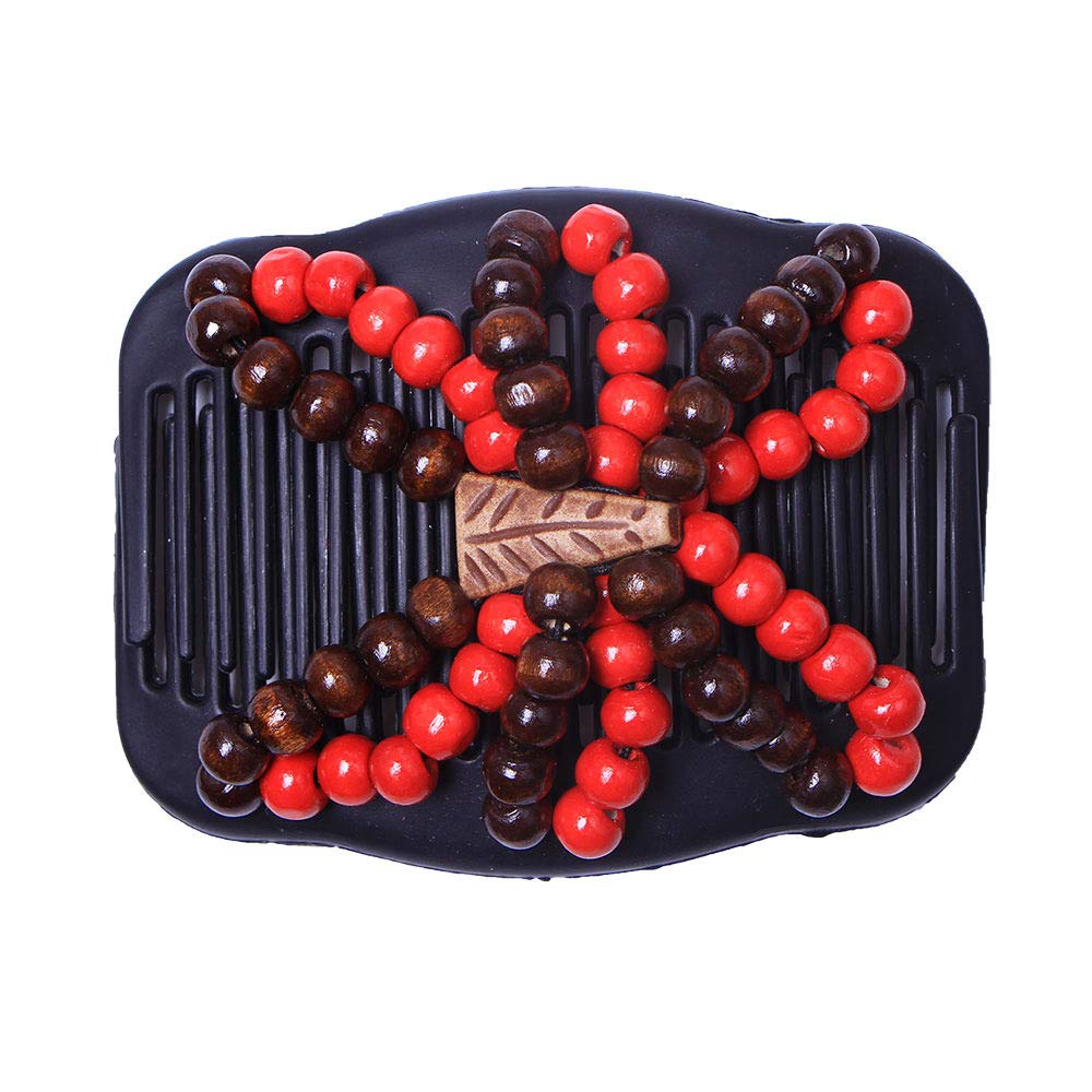 3 Pack Wooden Beaded Hair Combs - Double Sided Magic Hair Clips & Bun Makers for Women (Random Colors) | Perfect for Updos, Ponytails & Everyday Styling