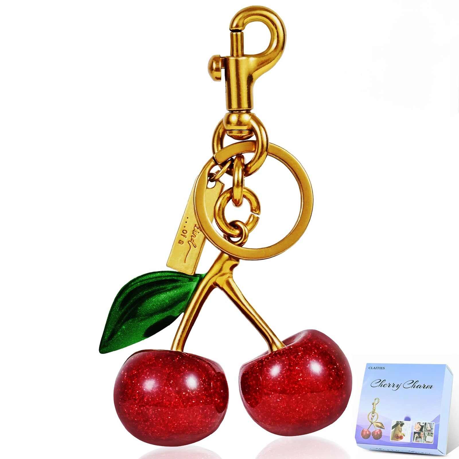 Cherry Keychain for Women - Cute Cherry Bag Charms & Purse Accessories - Perfect Birthday & Christmas Gifts for Her - Great for Handbags, Backpacks & Keyrings