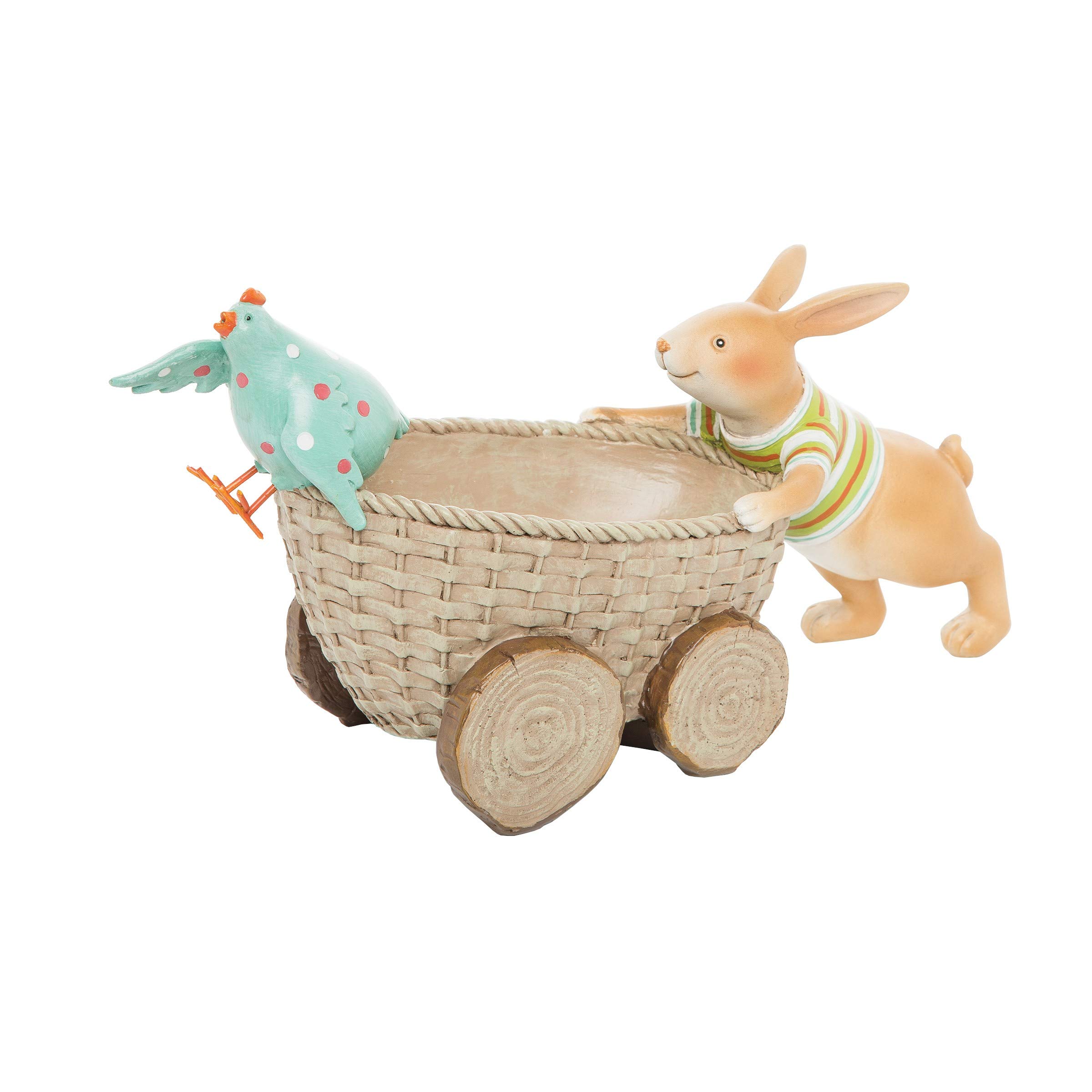 C&F Home Easter Bunny Rabbit Push Cart with Chick - Spring Decor for Easter, Garden, and Indoor Decorations - Perfect for Easter Basket, Home Decor, and Party Centerpieces