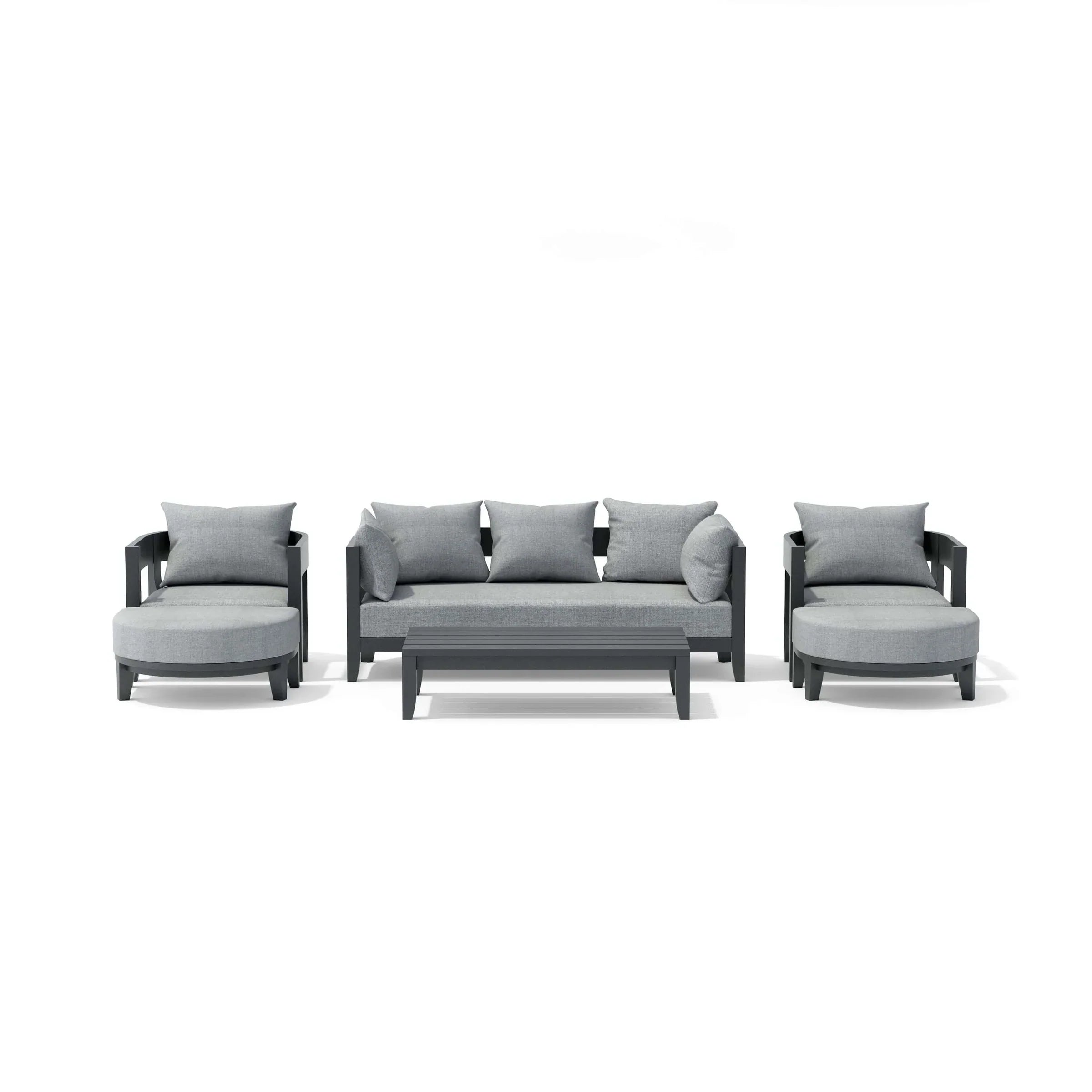Anderson Teak 6-Piece Coronado Aluminum Deep Seating Patio Set with Cushions (SET 171 AL) - Perfect for Outdoor Living, Poolside Relaxation & Backyard Entertaining