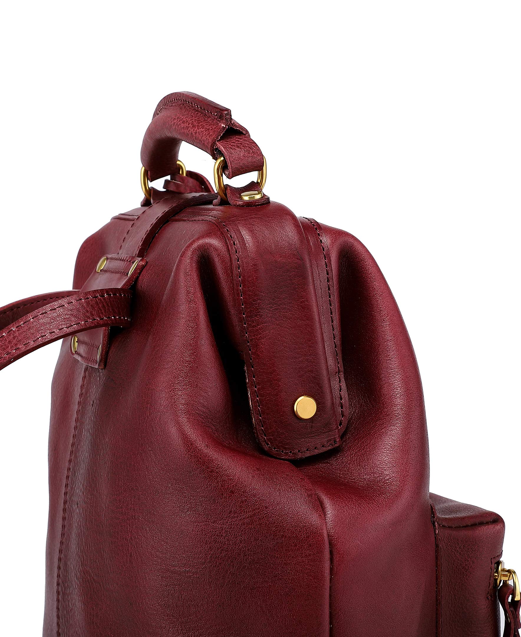 Genuine Leather Backpack Purse for Women - Stylish Small Business Casual Daypack - Fashionable Burgundy Laptop Backpack for Work, Travel & College