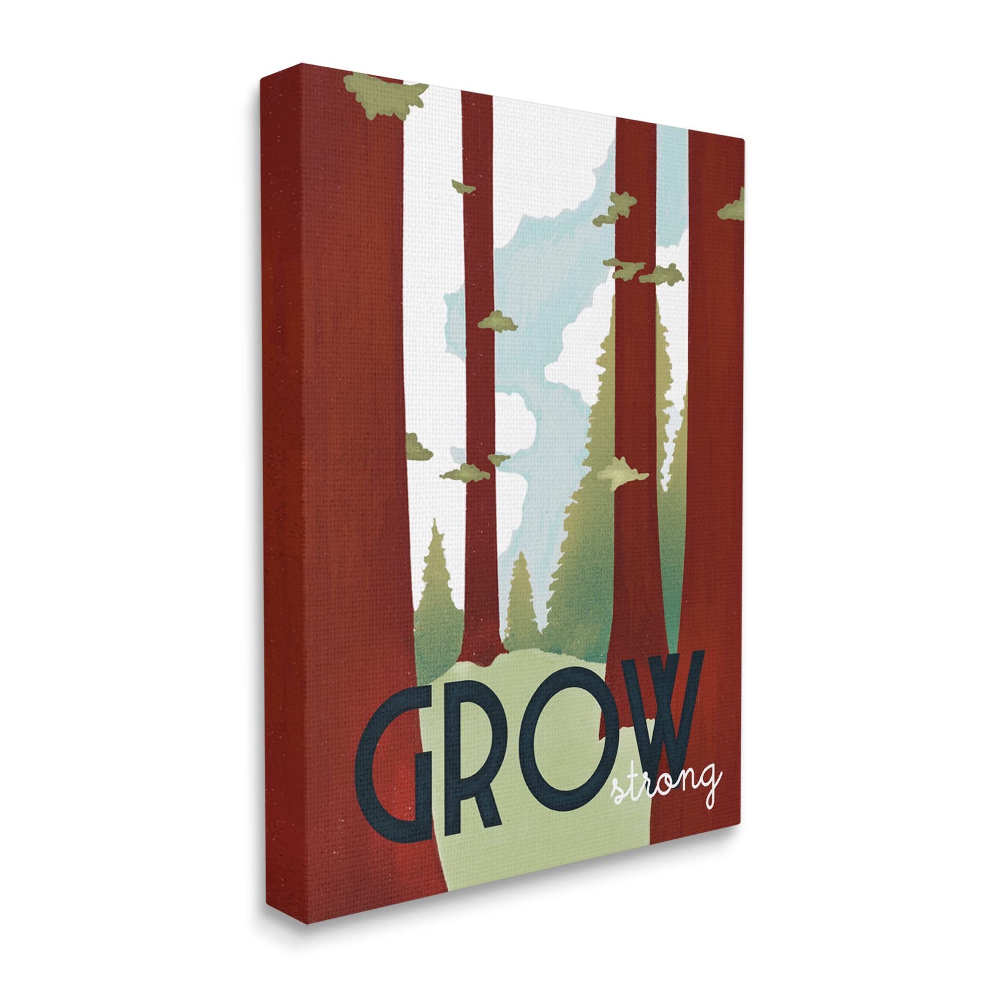 Stupell Industries Grow Strong Forest Trees Pines Landscape Motivational Wall Art - Inspirational Nature Decor for Home, Office & Nursery - Designed by Daphne Polselli