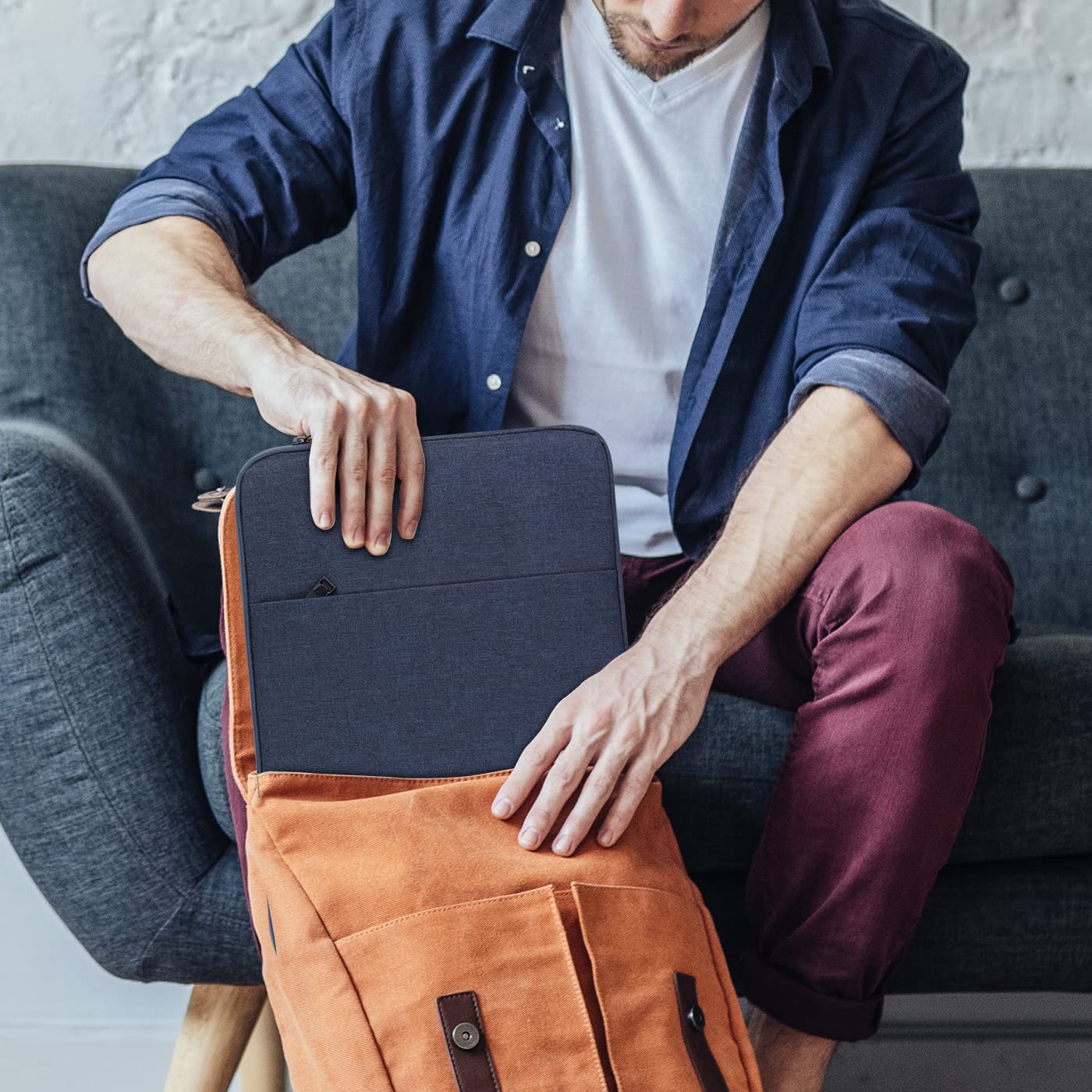 Chelory 13-14 Inch Laptop Sleeve - Water Resistant Protective Case for MacBook Air/Pro 13-14 Inch, Ultrabook, iPad & Tablet - Dark Blue | Perfect for Travel, Office & School
