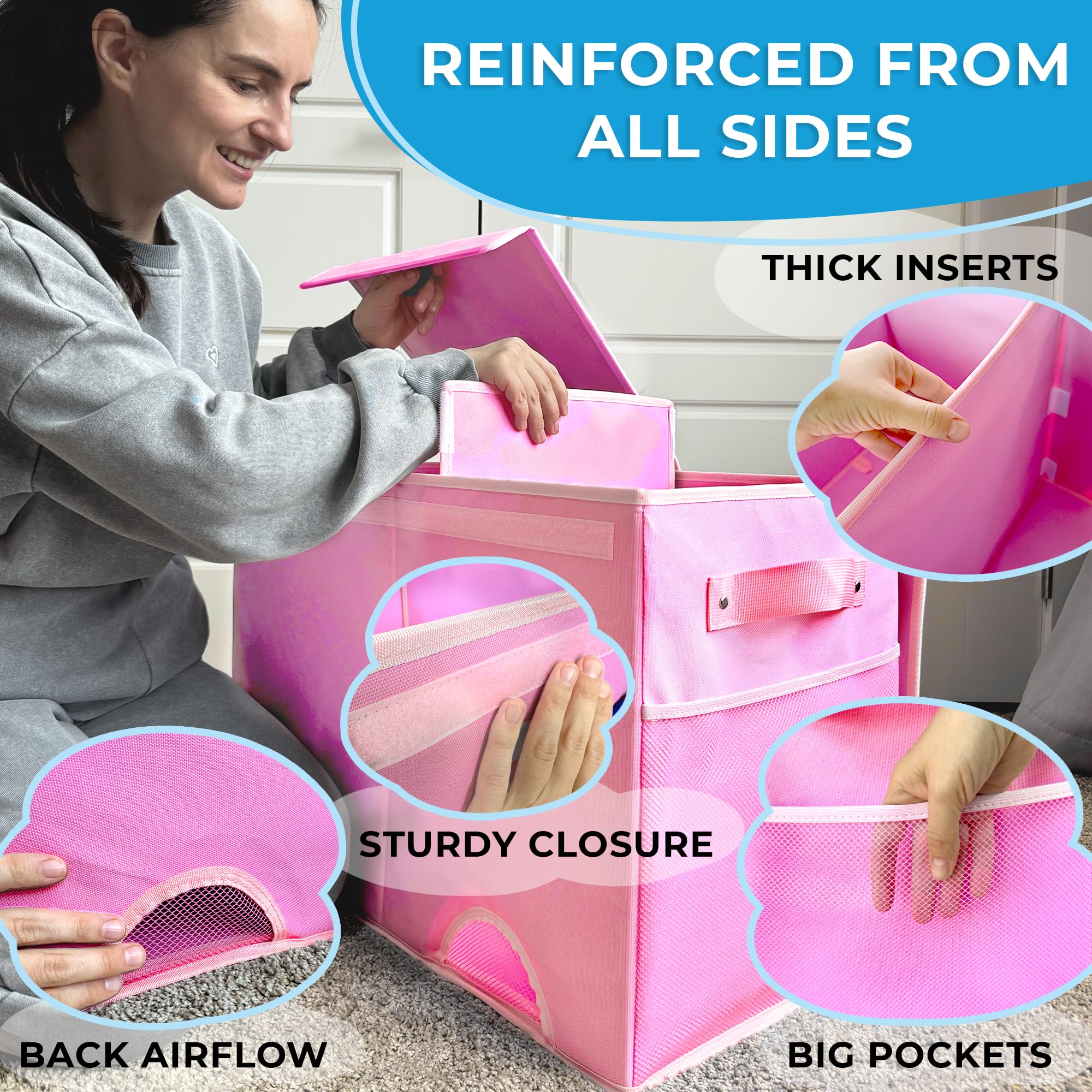 QUOKKA Unicorn Toy Storage Box for Kids - 24.8x16.1x13 Inch Foldable Fabric Toy Organizer with Handles & Flip Top Lid - Collapsible Playroom & Nursery Storage Bin for Boys and Girls - Perfect for Bedroom, Playroom, and Daycare Organization