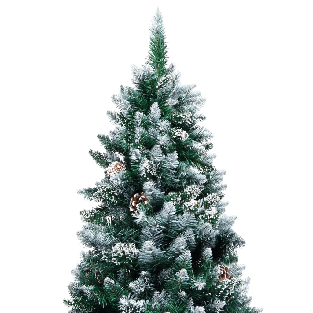 8ft Artificial Christmas Tree with Pine Cones & Snow Tips - Eco-Friendly Lifelike Holiday Decor with Sturdy Metal Base | Perfect for Living Room, Office & Christmas Party Decoration