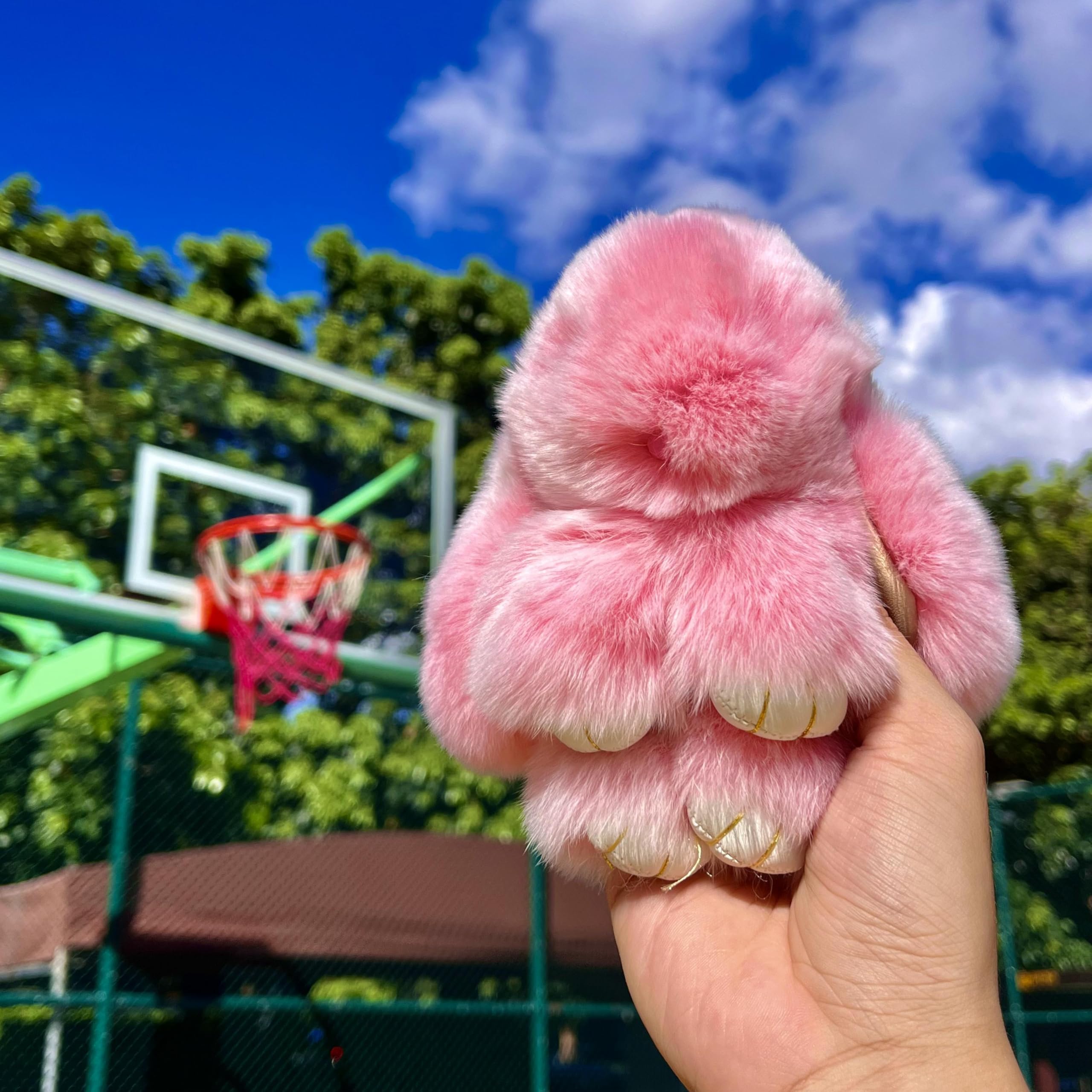 Original Bunnylulu Handmade Soft Bunny PomPom Keychain with Tin - Cute Plush Bunny Keychain for Bags, Gifts & Holidays (Perfect Christmas Present)