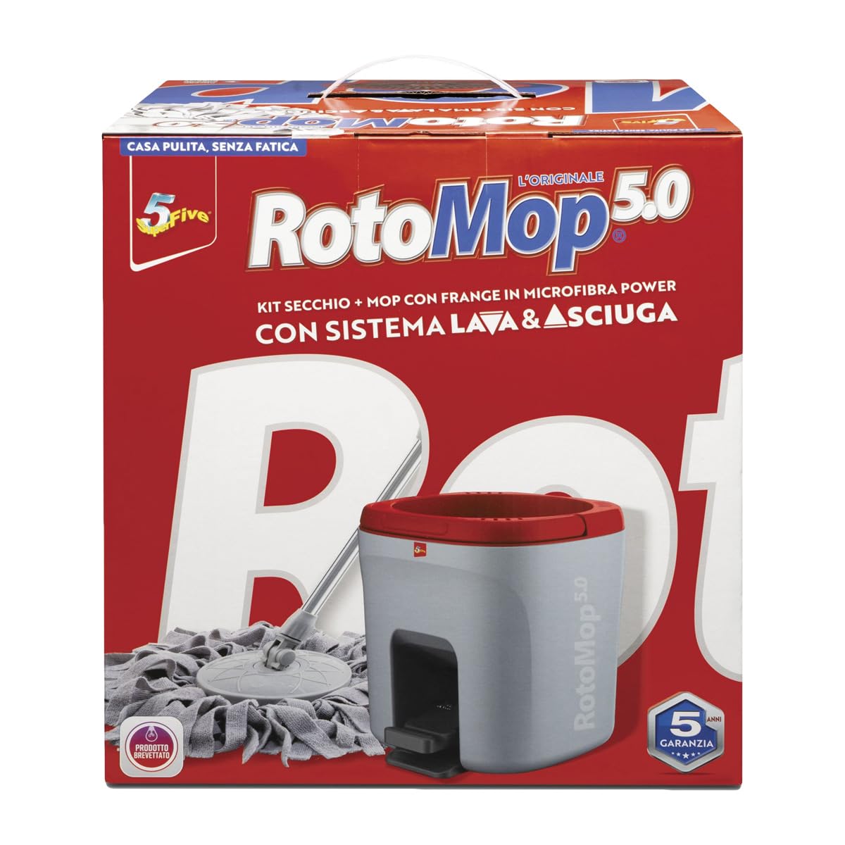 ROTOMOP 5.0 Microfiber Power Mop & Bucket Kit with Wash & Dry System - Effortless Floor Cleaning for Hardwood, Tile & Laminate Floors