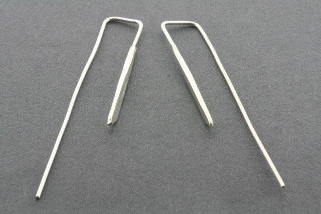 Sterling Silver Flattened Bar Earrings - Minimalist Dangle Earrings for Women, Perfect for Everyday Wear & Special Occasions