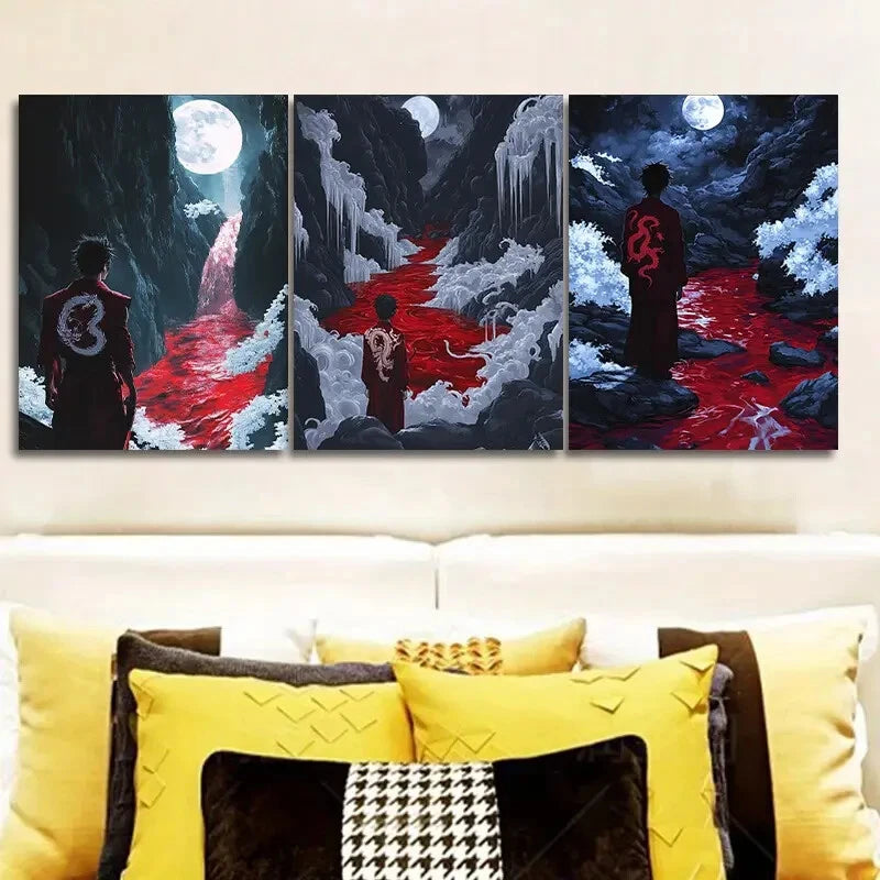 3pcs Dark Lord of Hell Metal Wall Art - Gothic Home Decor for Living Room, Bedroom & Office - Ready to Hang Metal Prints for Horror Fans & Metalheads