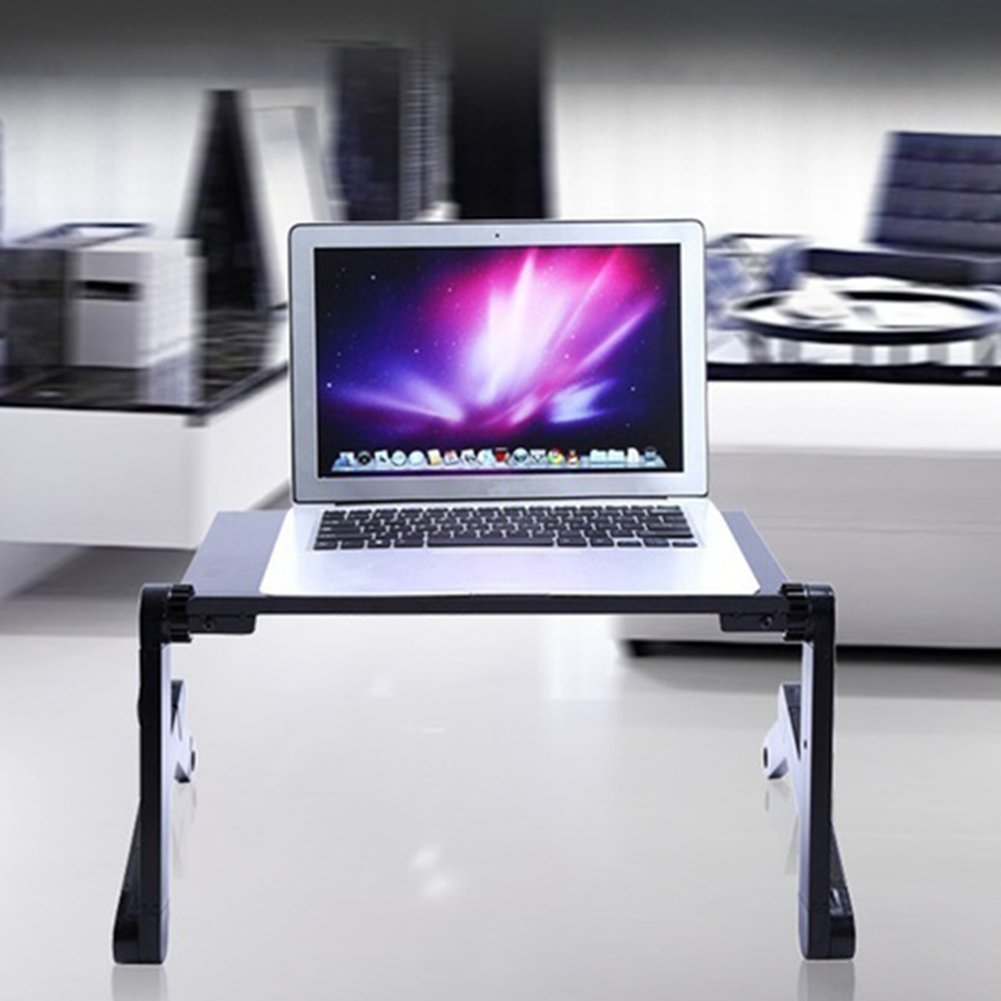 Meideli Adjustable Laptop Cooling Stand Desk - Portable Laptop Riser Table for Couch, Sofa, Bed, and Office Use - Black