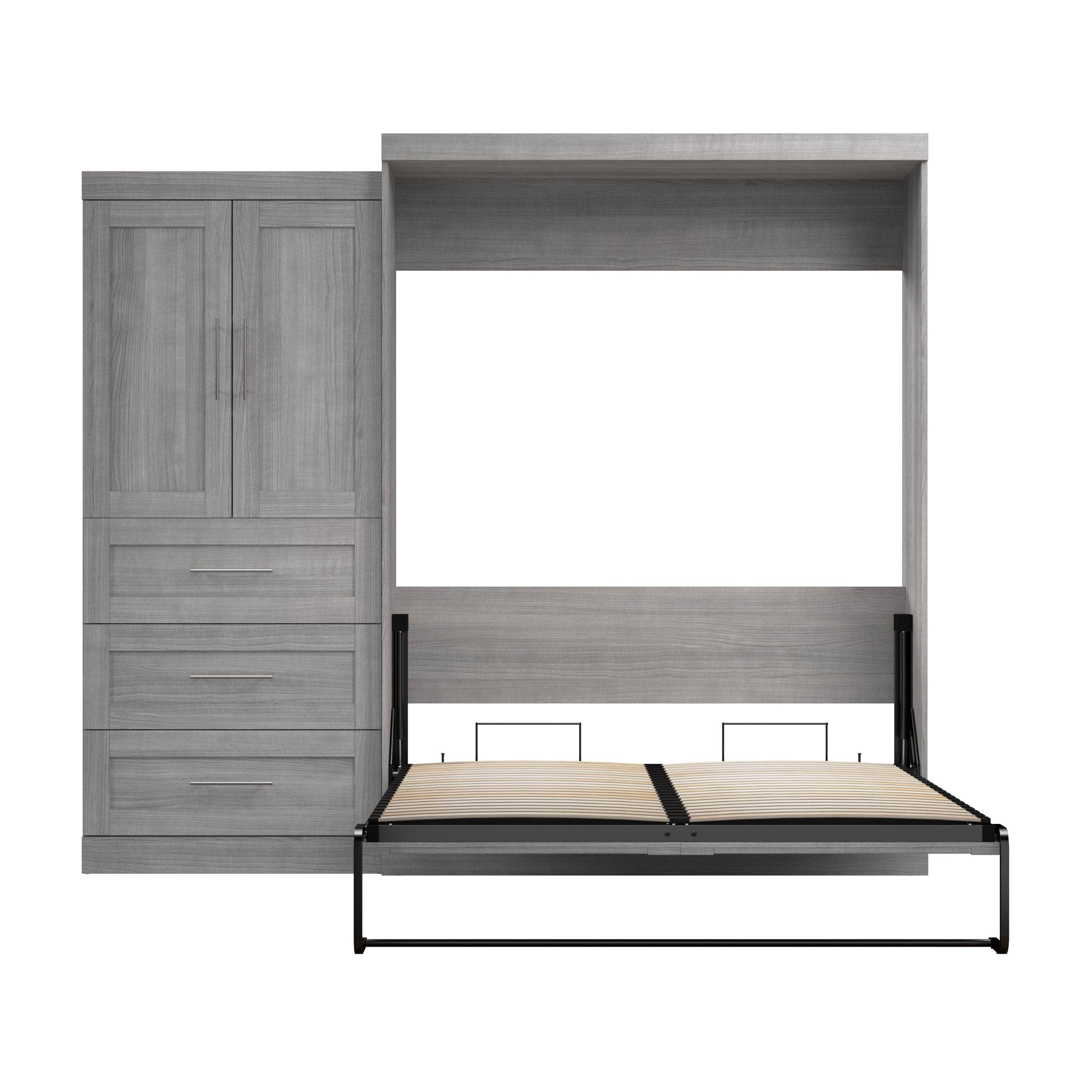 Pur Queen Murphy Wall Bed with Storage Drawers (101 Inch) - 4 Color Options | Space-Saving Wall Bed for Small Apartments, Guest Rooms & Home Offices