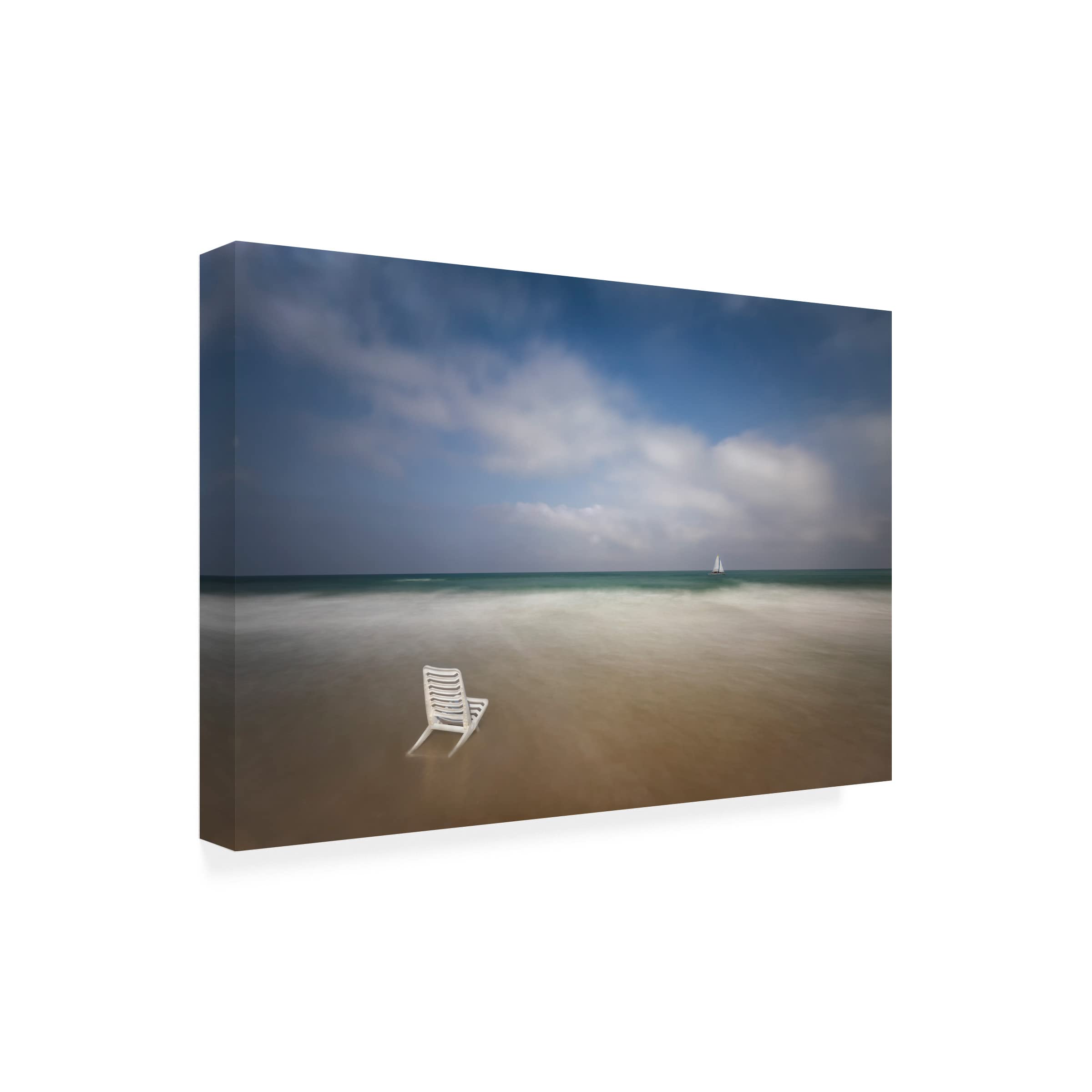 Trademark Fine Art 'Sail Away' Canvas Wall Art Print by Azriel Yakubovitch - Nautical Beach Decor for Living Room, Bedroom & Office