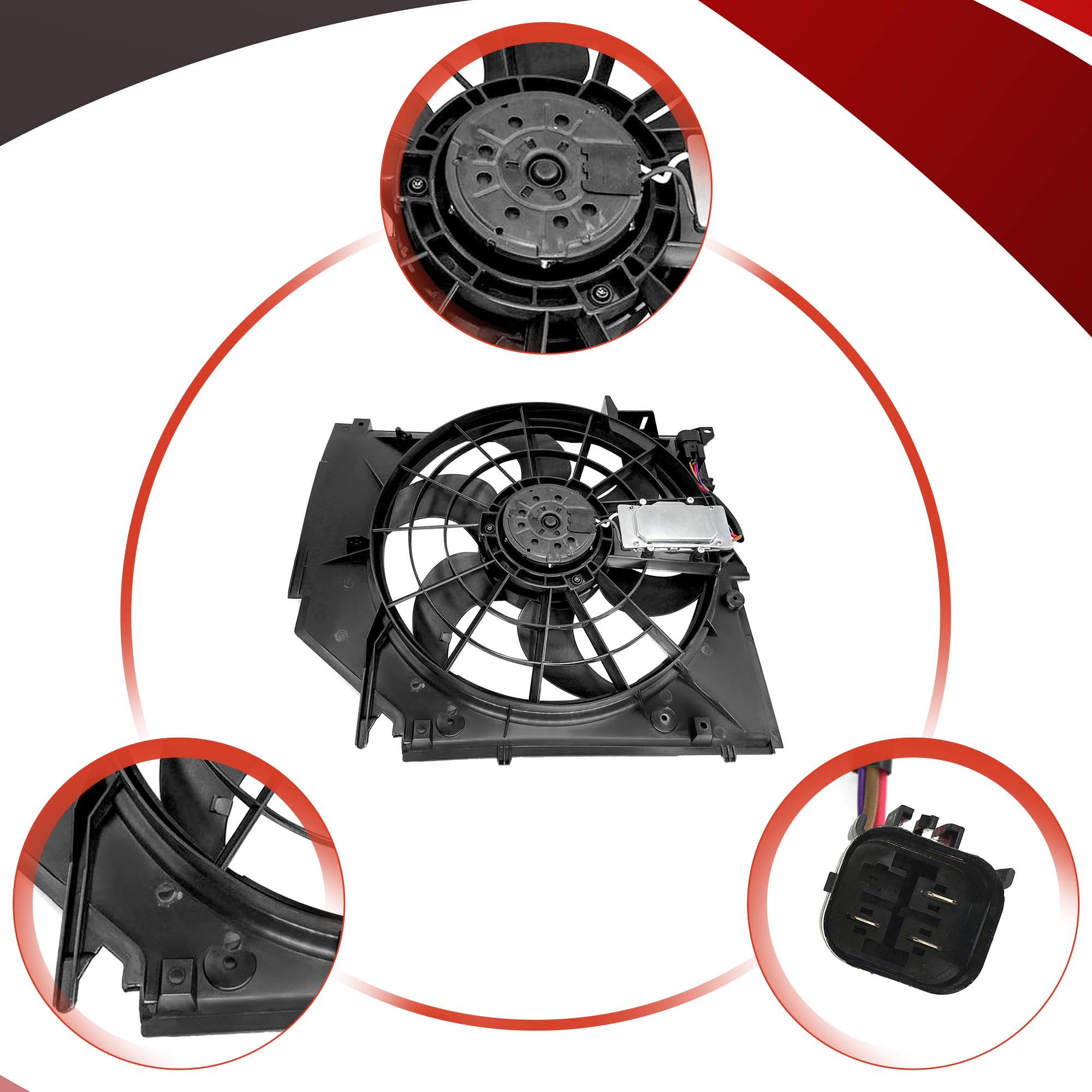 BMW E46 Radiator Cooling Fan Assembly (1999-2005) - Compatible with 325i 328i 330i - OEM Part #17117510617 - Perfect for Engine Cooling & Overheating Prevention