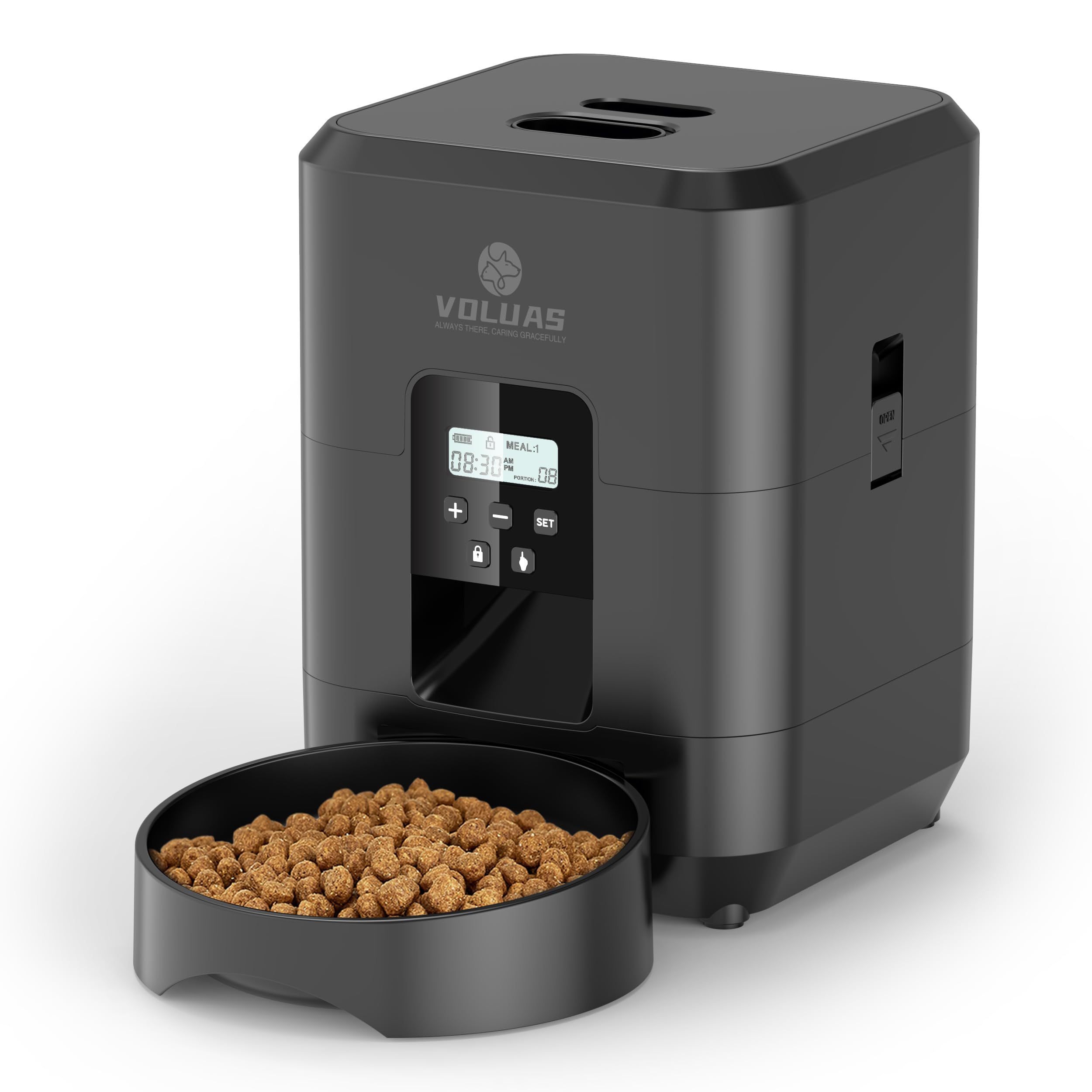 VOLUAS Automatic Cat Feeder with Timer - 2L Smart Pet Food Dispenser for Cats & Dogs | Dry Food Automatic Feeder with Memory Function | Perfect for Travel, Workdays & Multi-Pet Homes